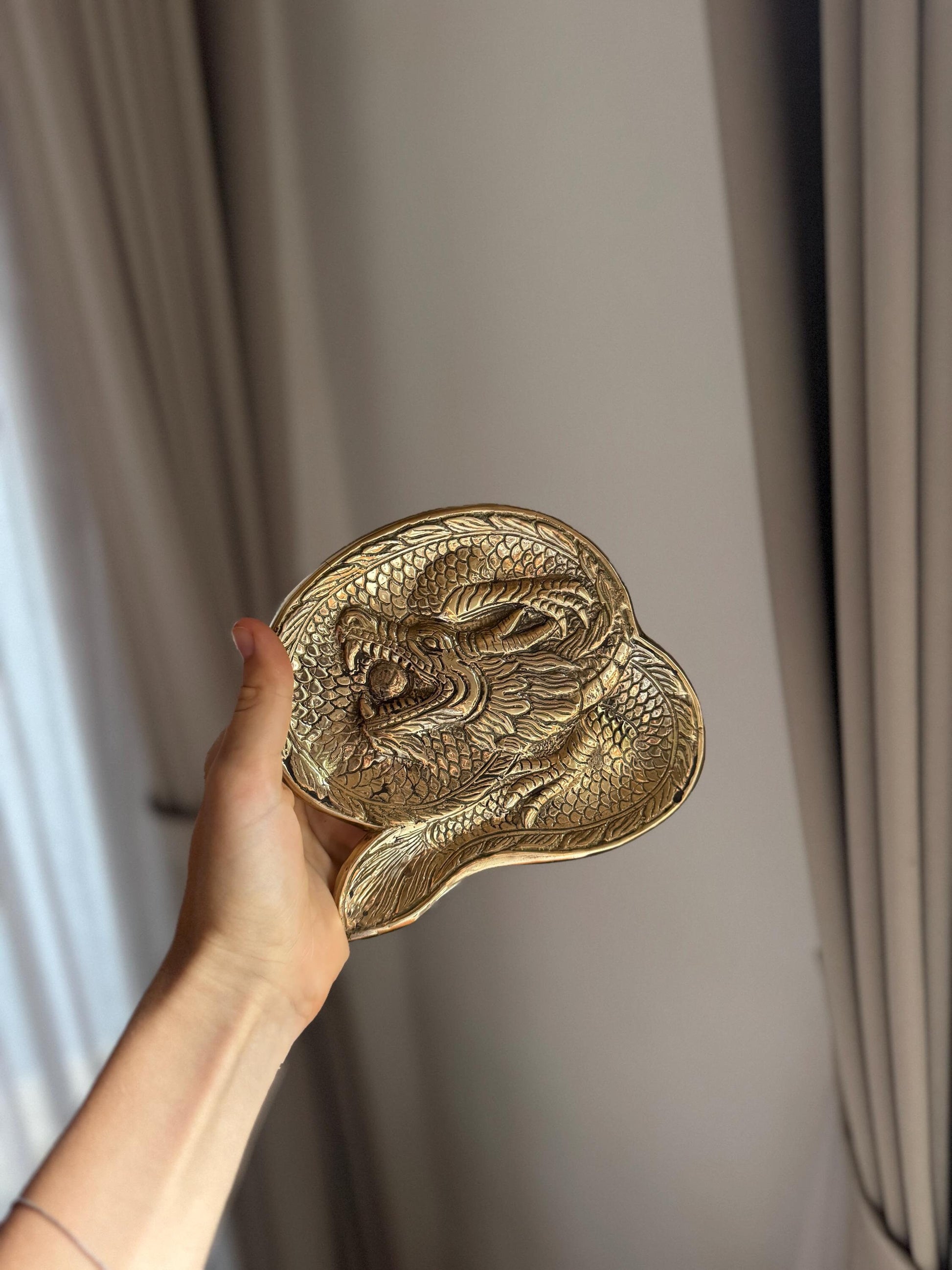 Handcrafted Metal Dragon Trinket Tray