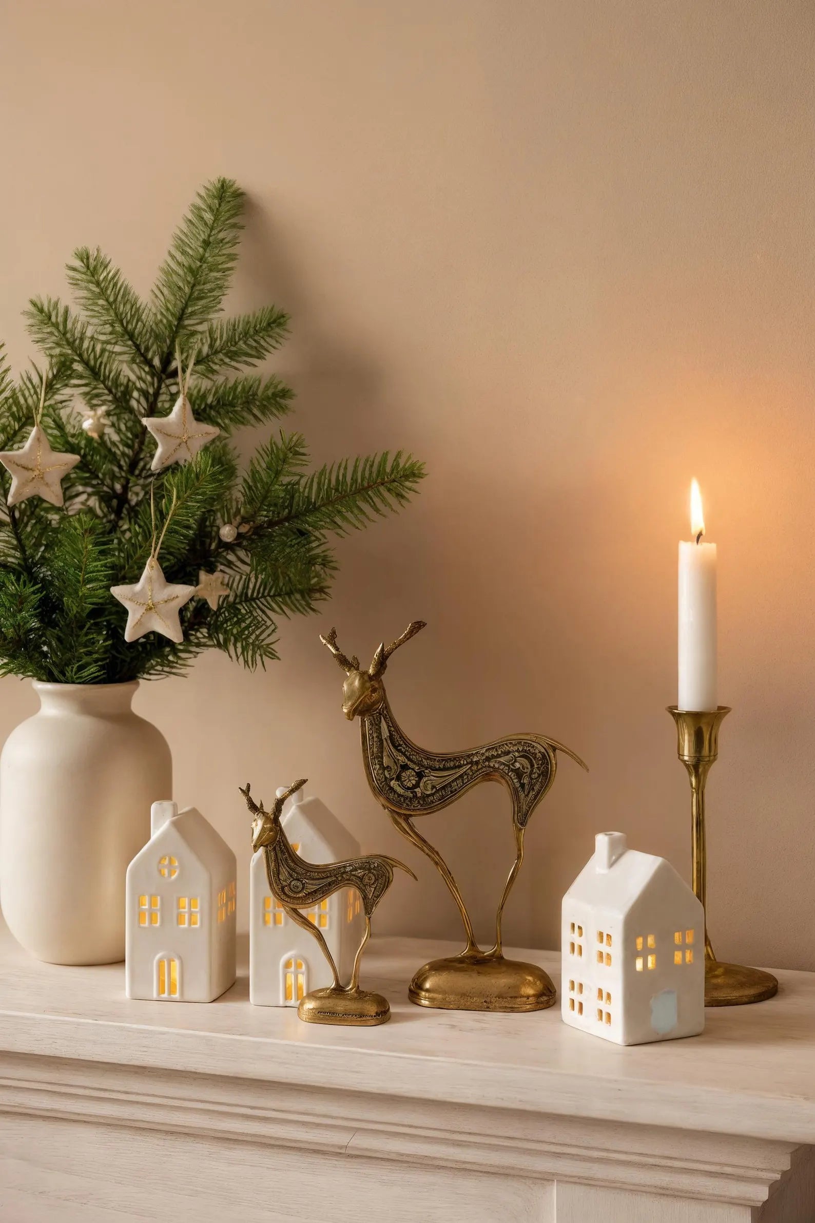 Set of 2 Brass Deer Figurines