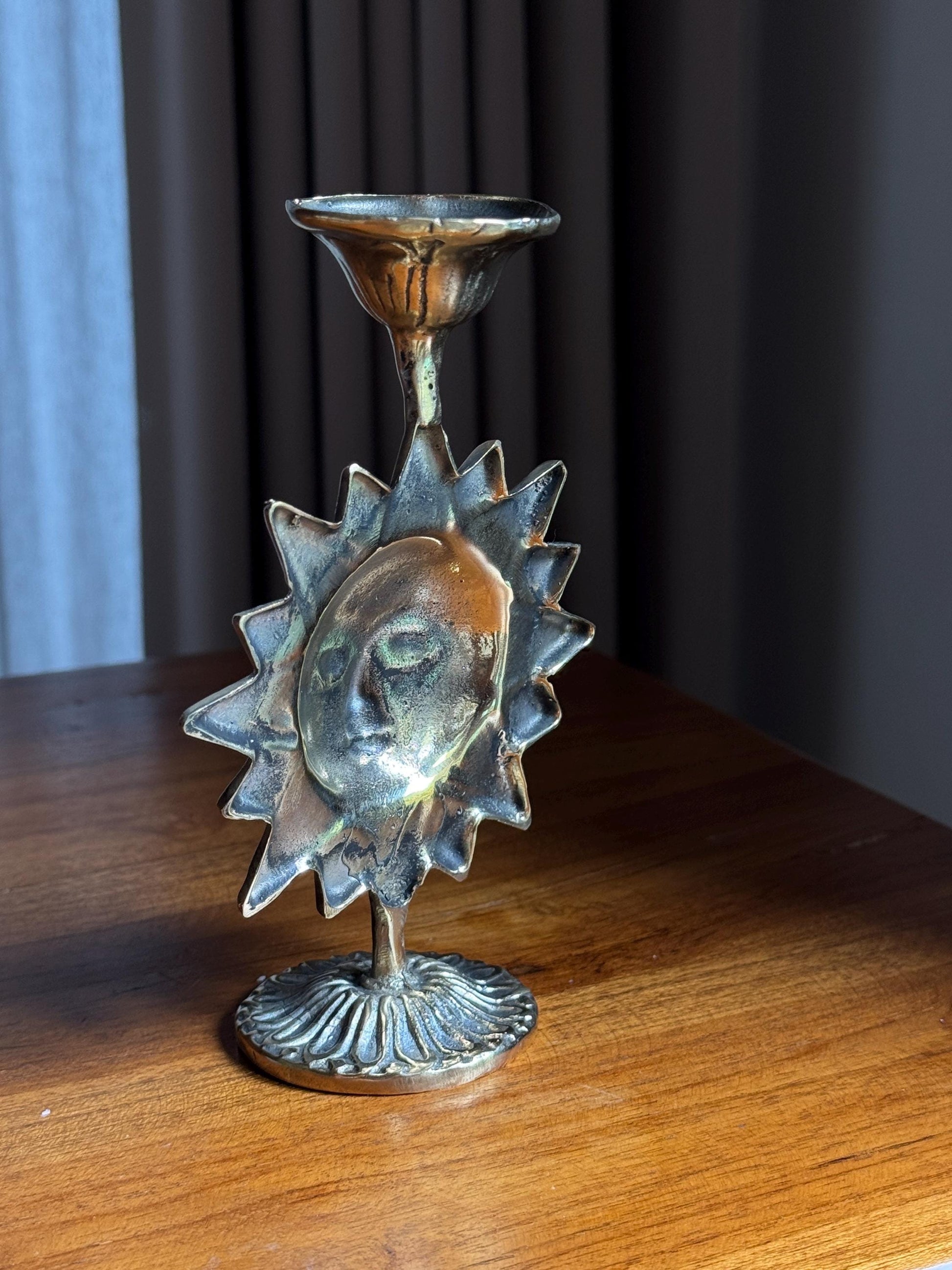 Bali Celestial Brass Sun Candleholder, Bali – Vintage Decor