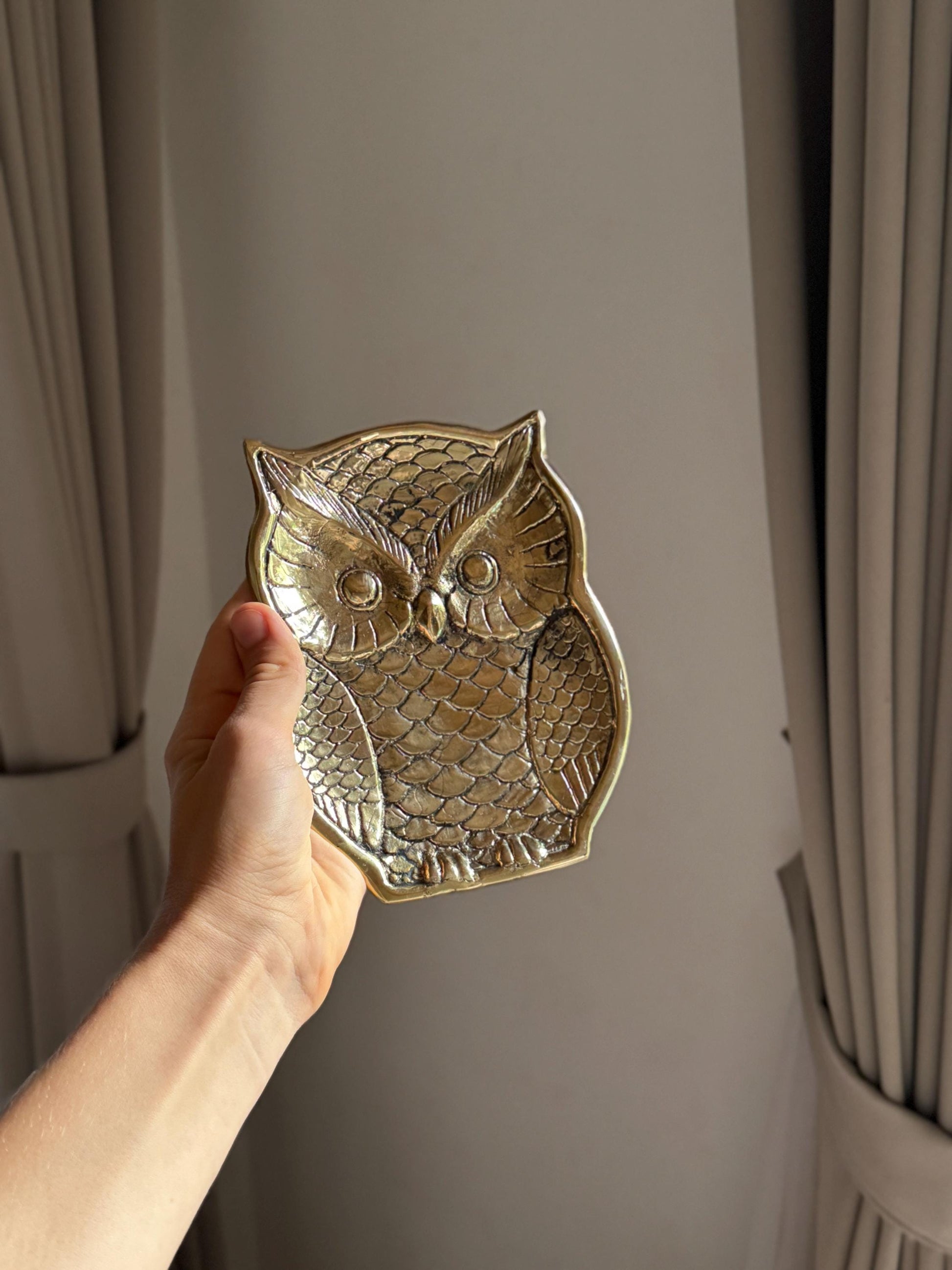 Brass Owl Trinket Tray