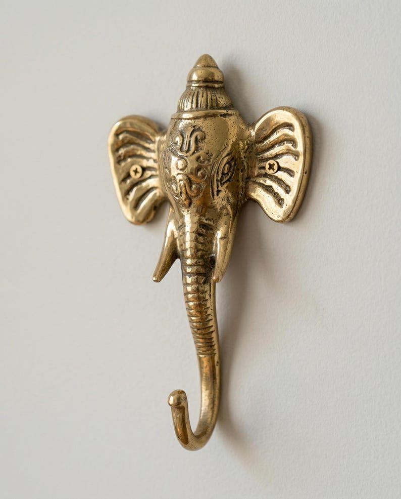 Ganesha Brass Wall Hook - Indian Style Decor