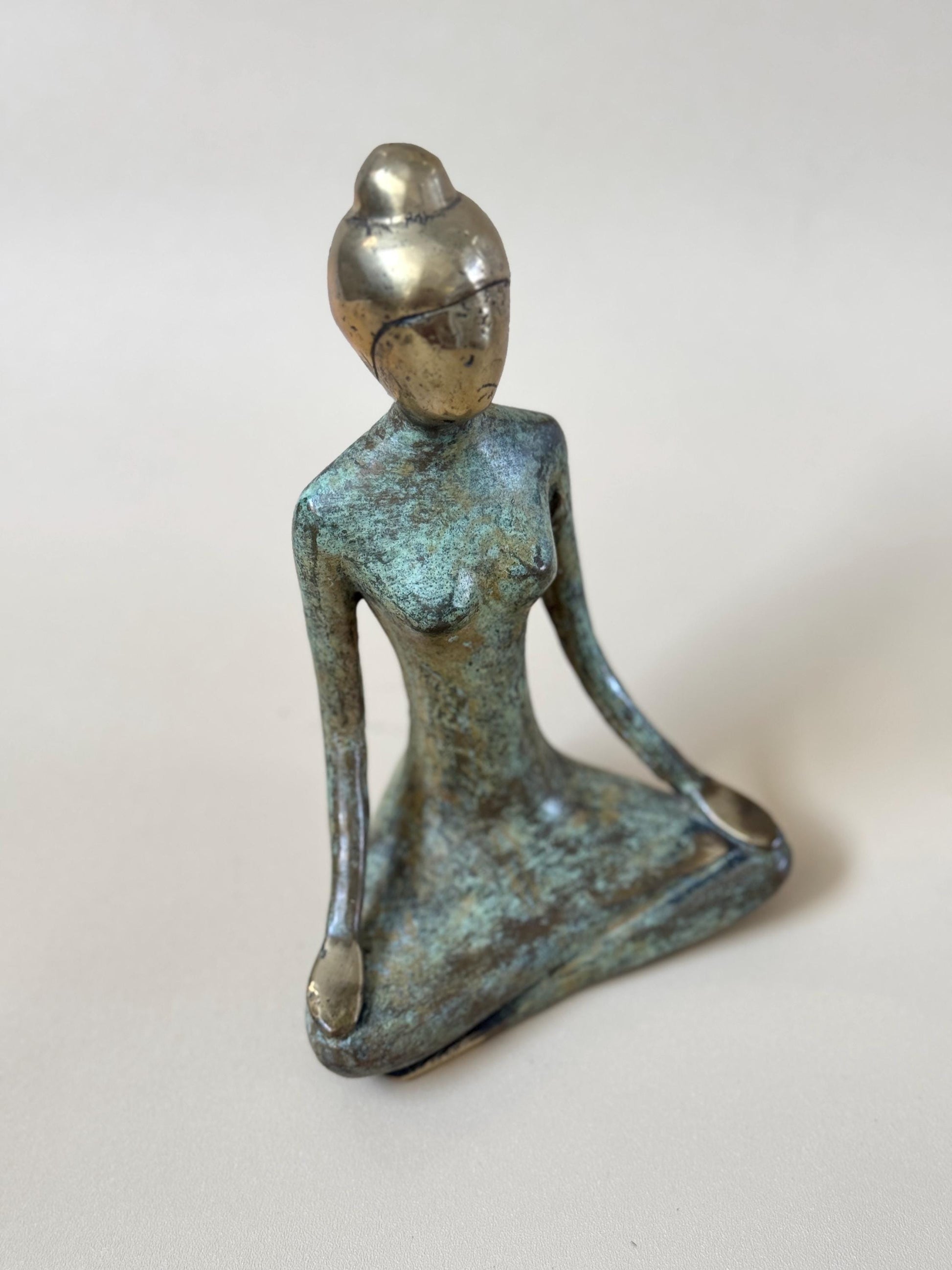 Brass Yoga Woman Figurines