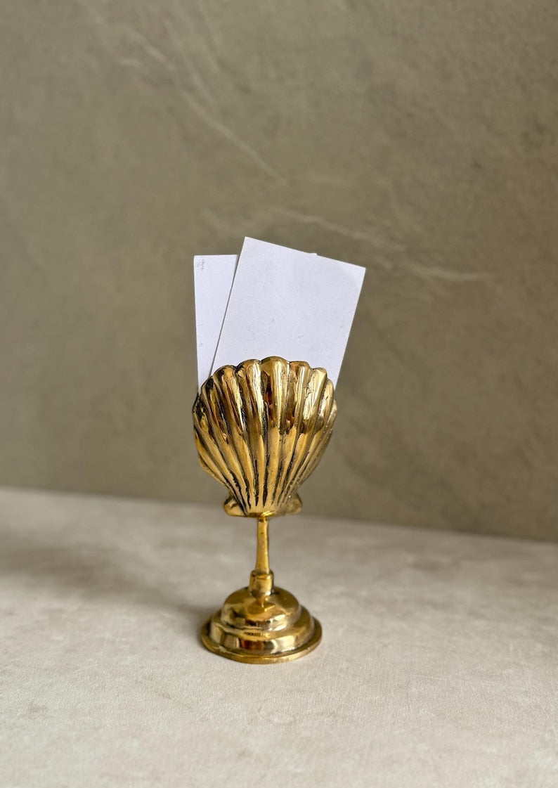 Vintage Brass Shell Card Holder