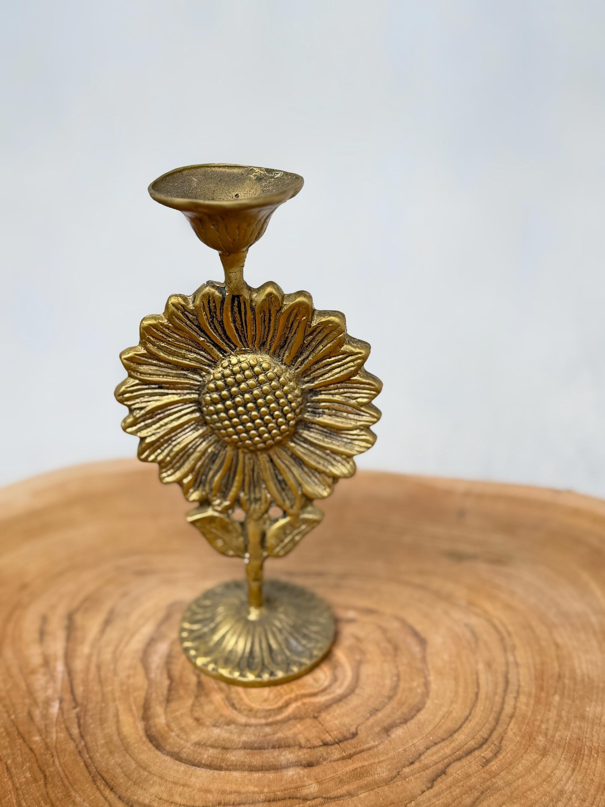 Sunflower Brass Candleholder