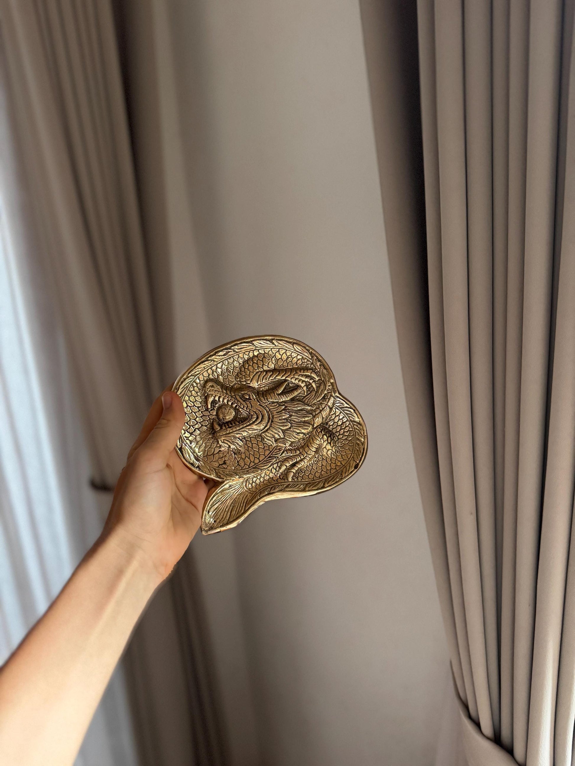 Handcrafted Metal Dragon Trinket Tray