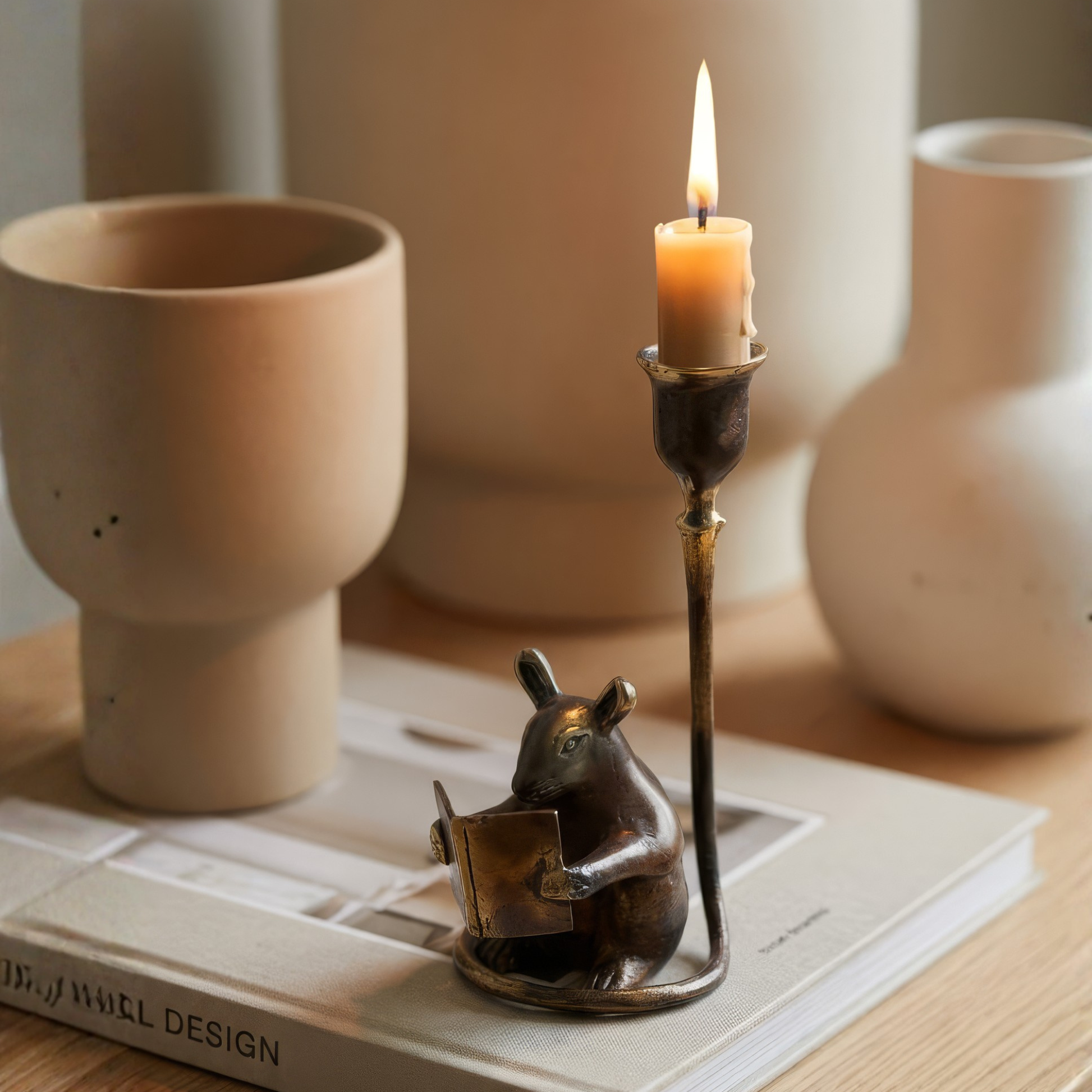 Brass Mouse Candleholder, vintage home gift