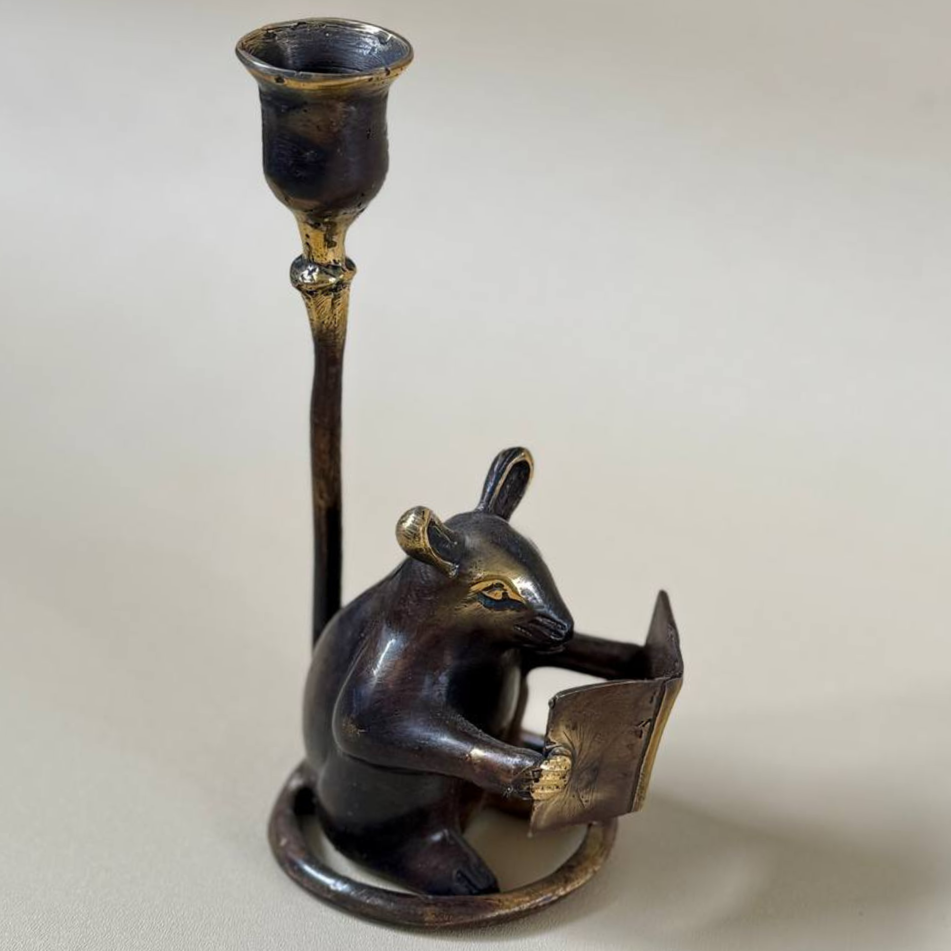 Brass Mouse Candleholder, vintage home gift