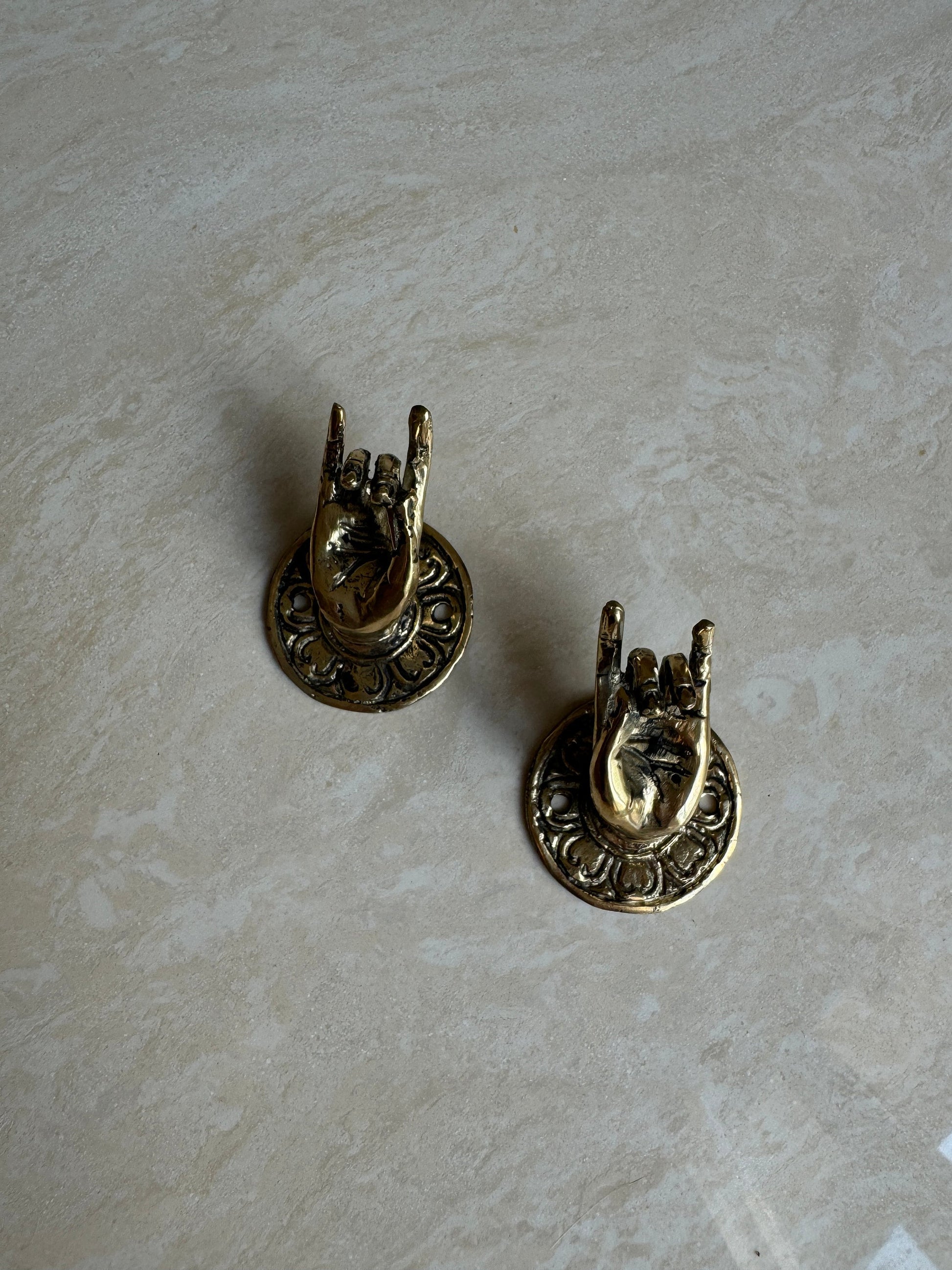 Brass Buddha Hand Handle | Yoga & Boho Decor Hardware