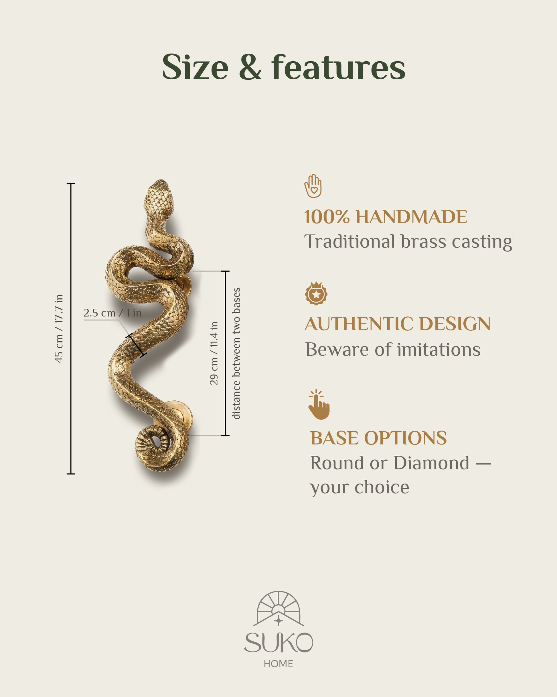 Brass Snake Door Handle