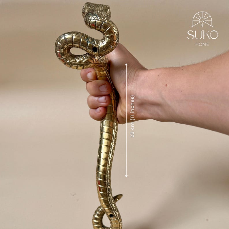 Brass Serpent Door Handle — Snake Pull for Door & Cabinet