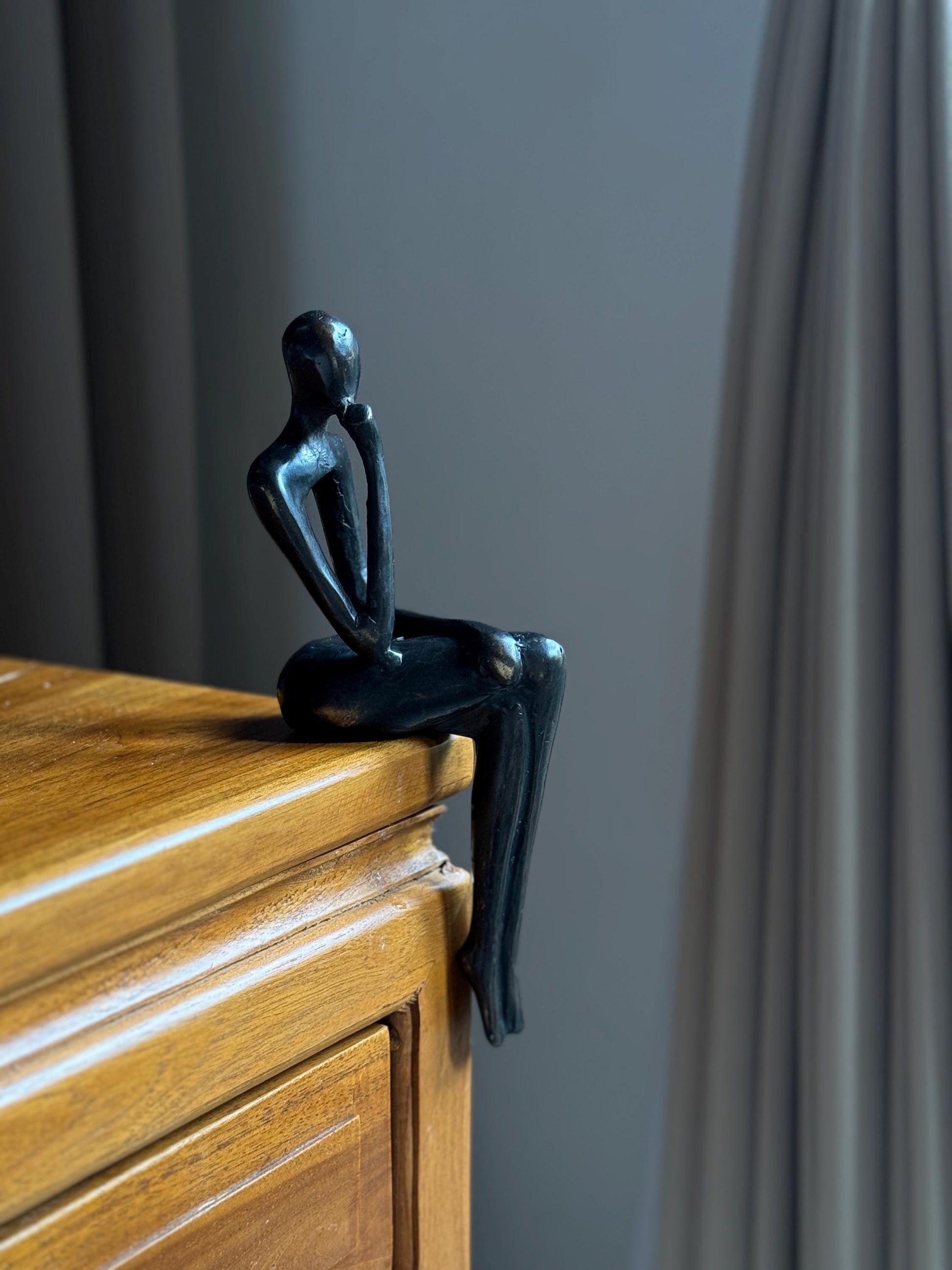 Minimalist Edge-Sitting Brass Sculpture