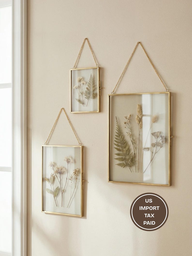 Vintage Glass & Brass Hanging Frames
