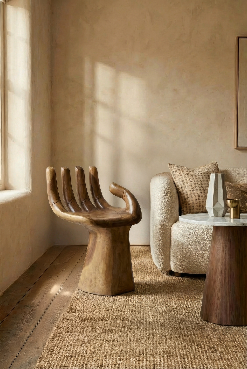 Hand-Carved Wooden Chair