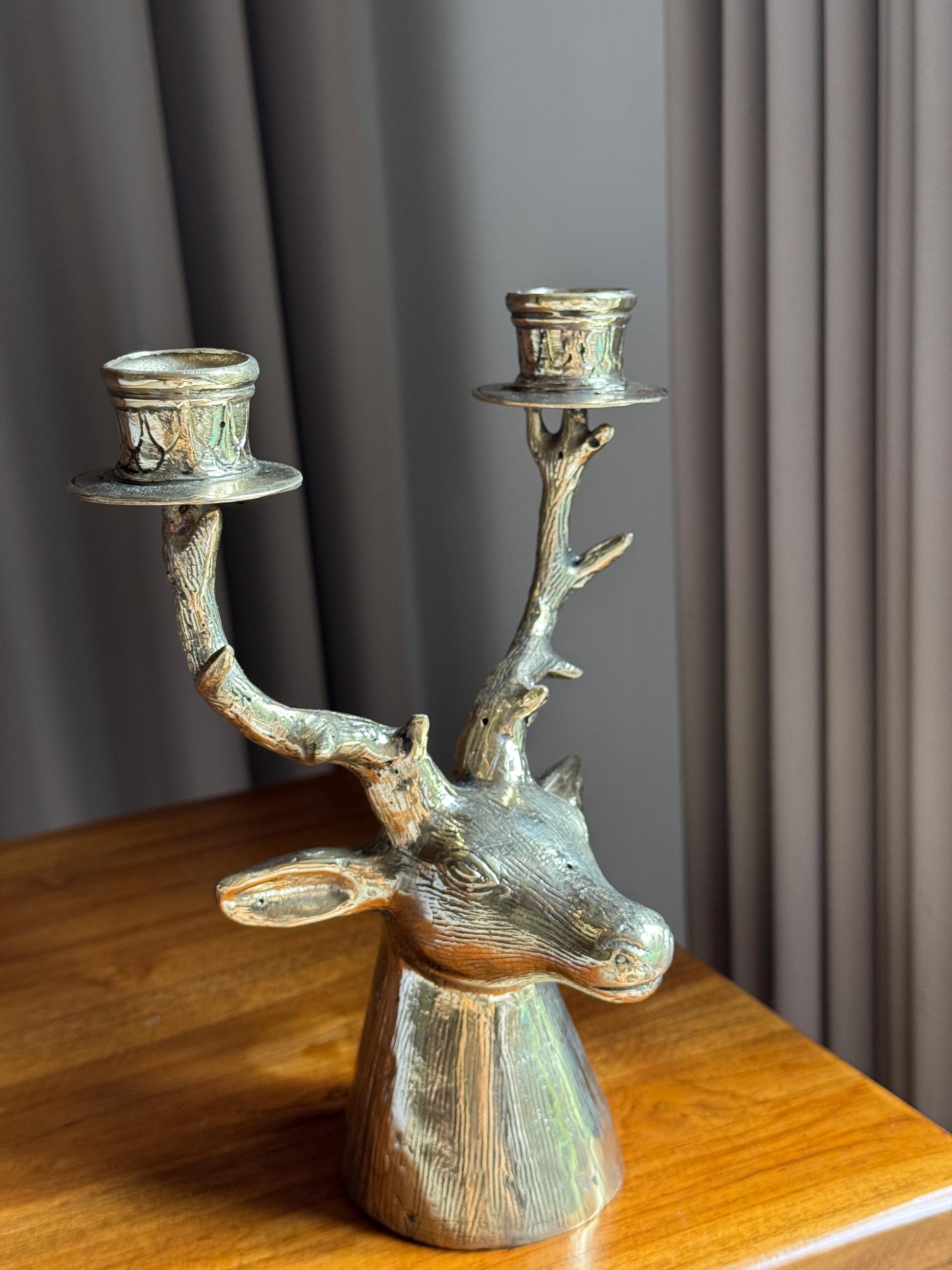 Brass Deer Candleholder