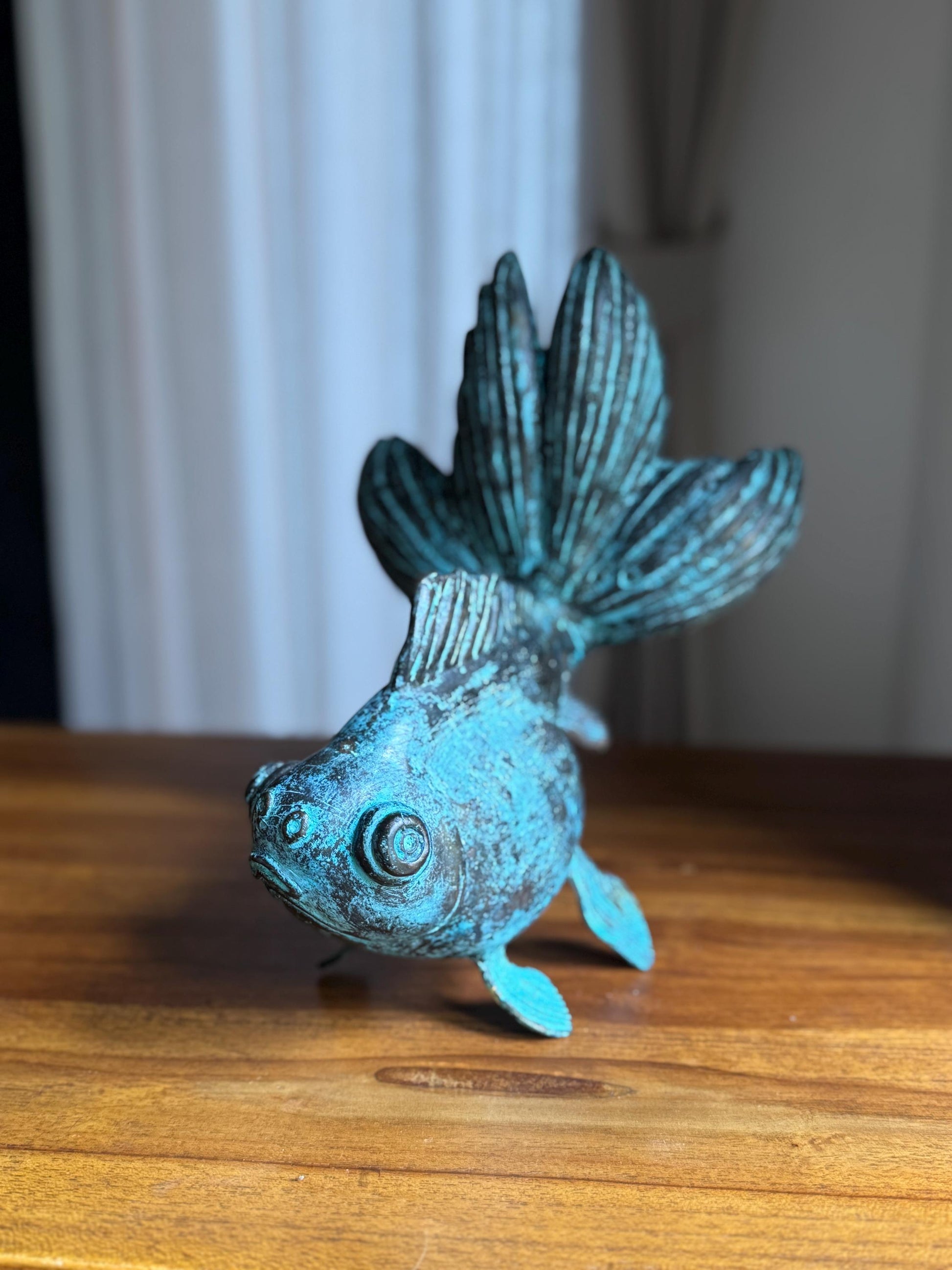 Patina Antique Brass Fish Statue