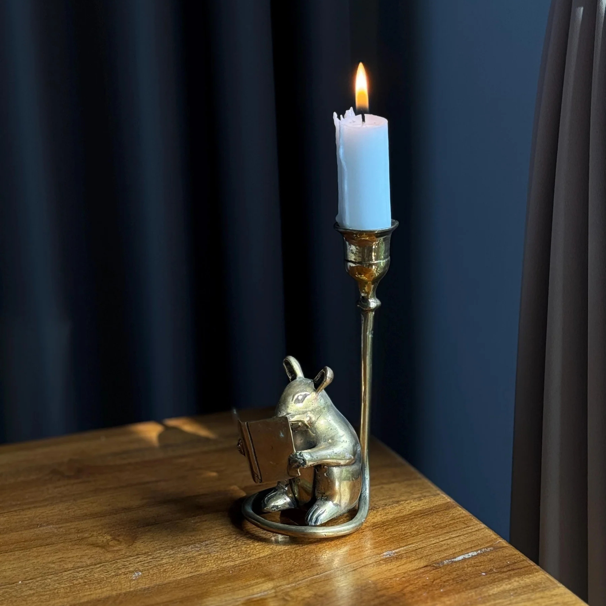 Brass Mouse Candleholder, vintage home gift