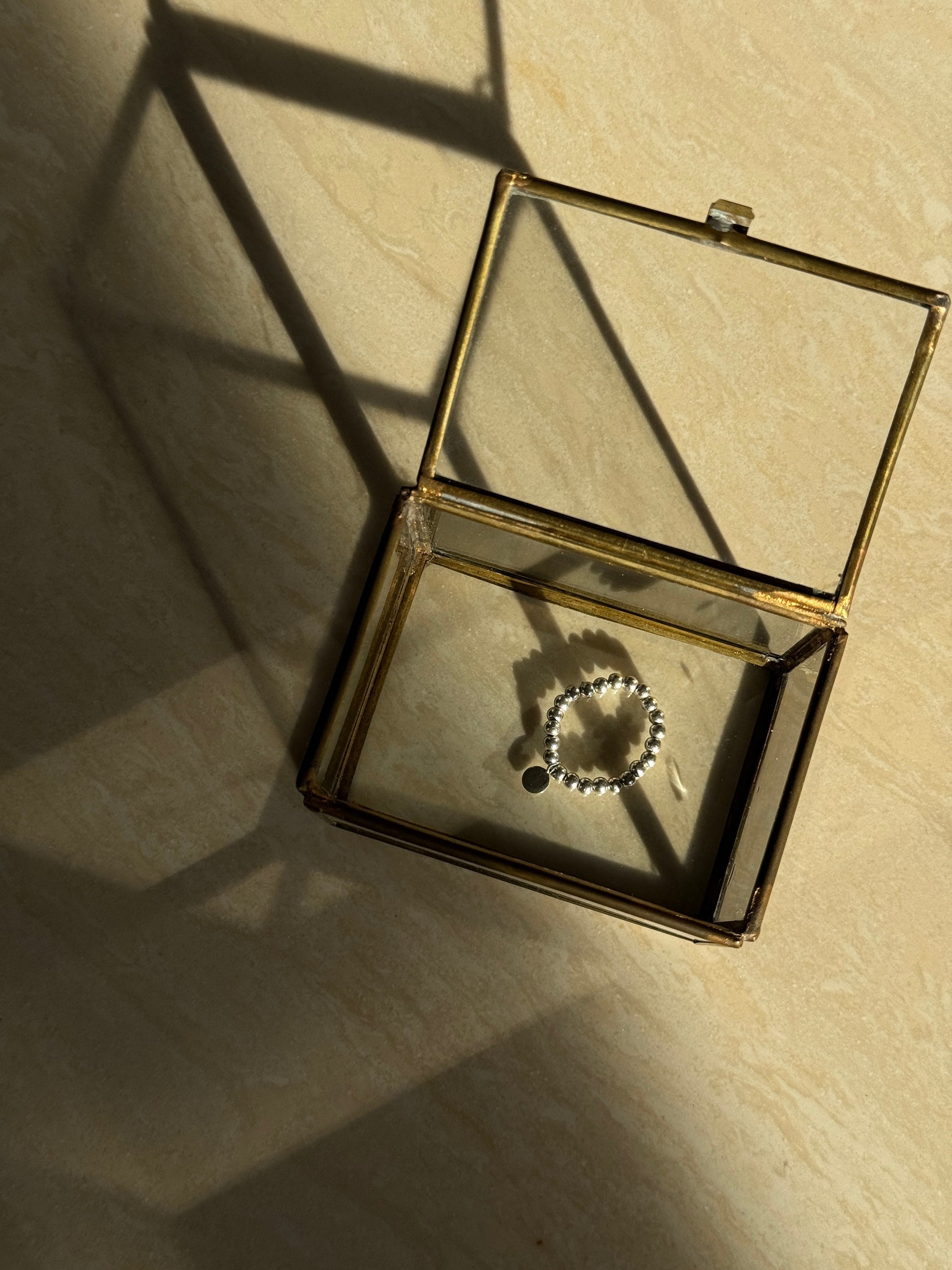 Glass and Brass Mini Jewelry Boxes