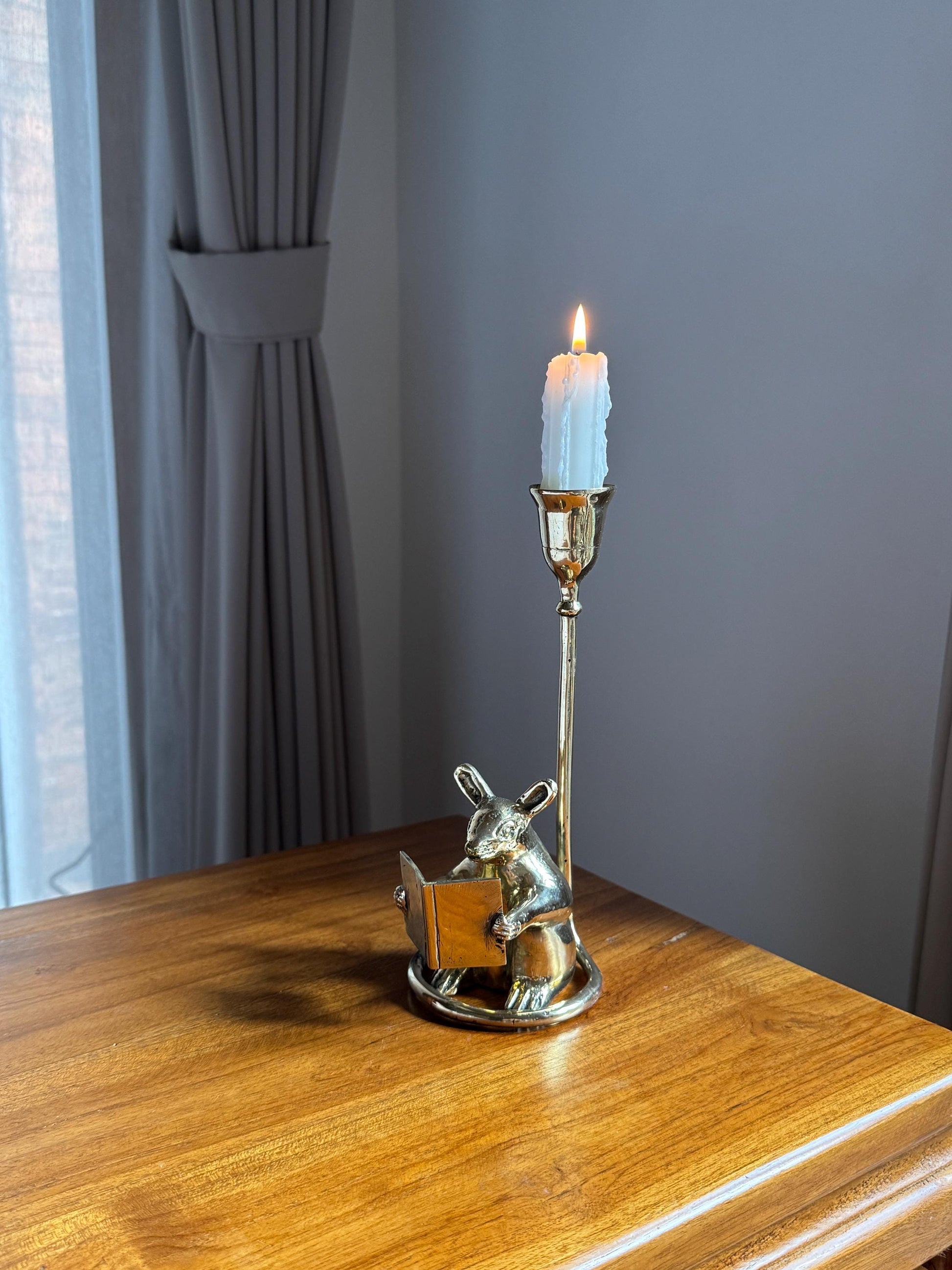 Bali Brass Mouse candleholder BookShelf Taper – Vintage Decor
