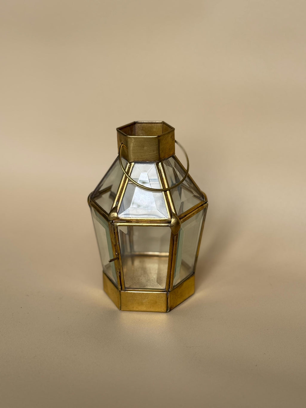 Hexagonal Brass & Glass Lantern