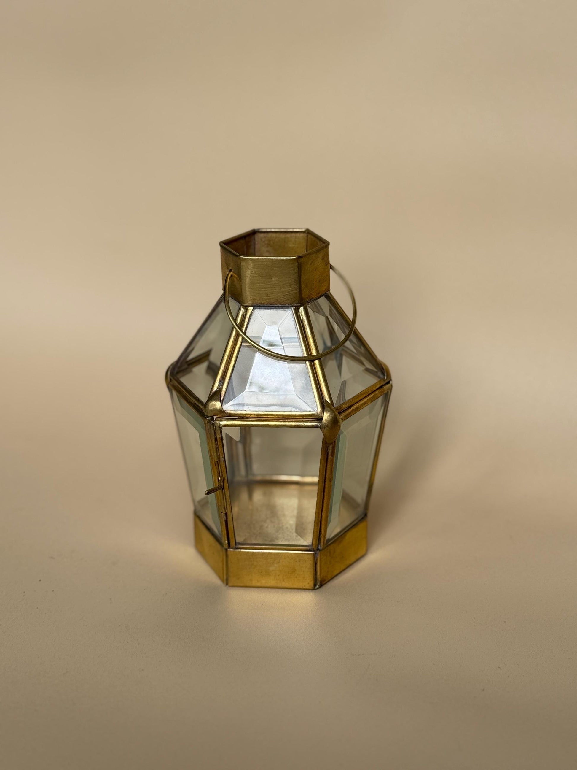 Hexagonal Brass & Glass Lantern