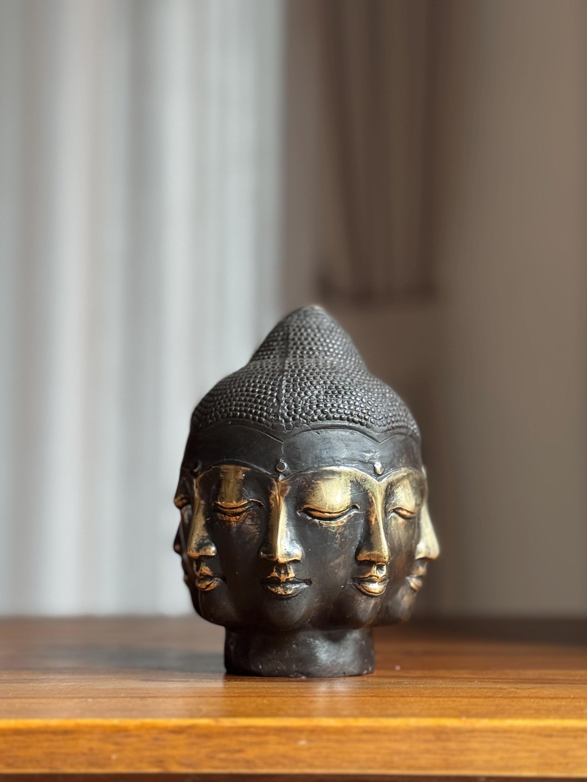 Antique Bronze Buddha Head Statue