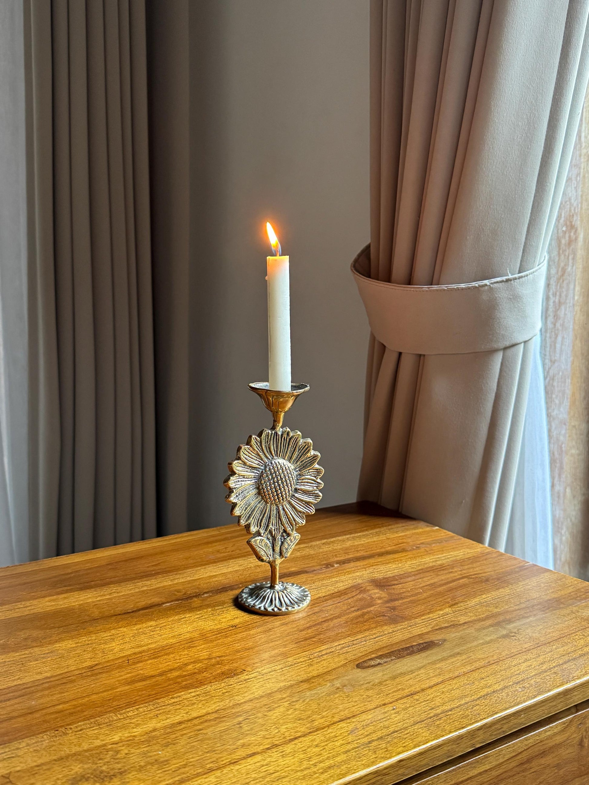 Sunflower Brass Candleholder