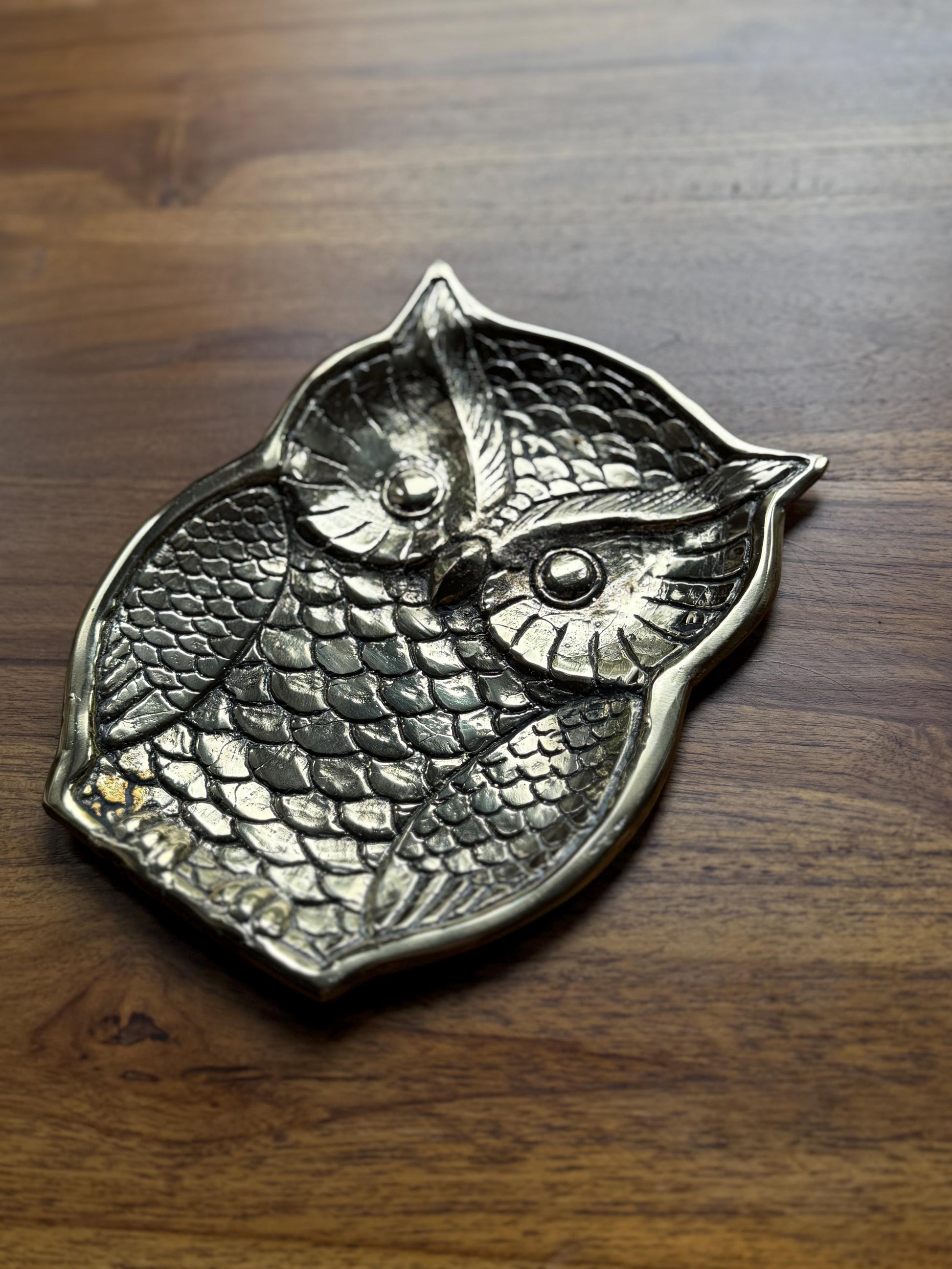 Brass Owl Trinket Tray