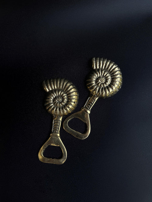 Bali Ammonite Bottle Opener Fossil-Inspired Brass – Vintage Decor