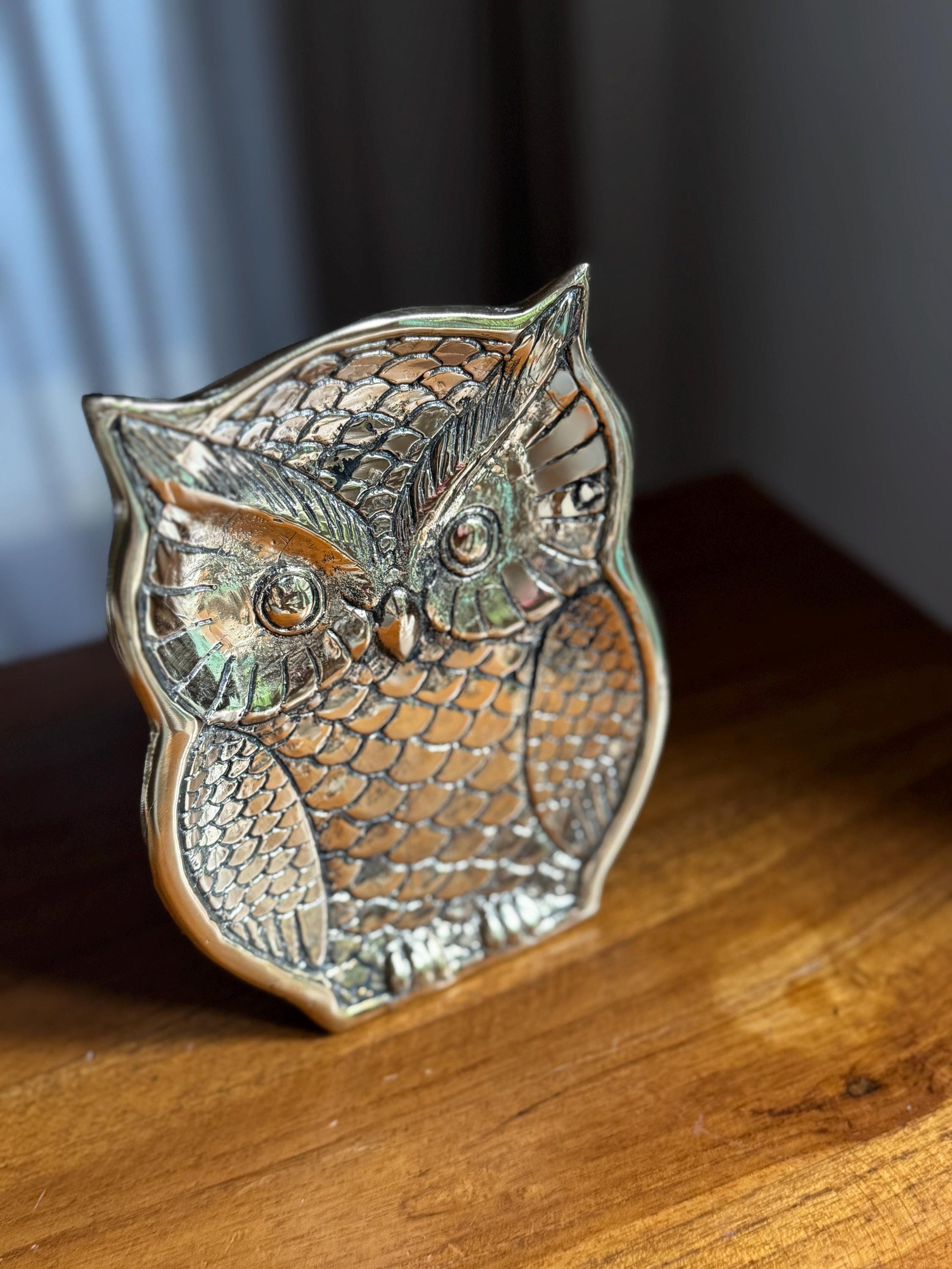 Brass Owl Trinket Tray