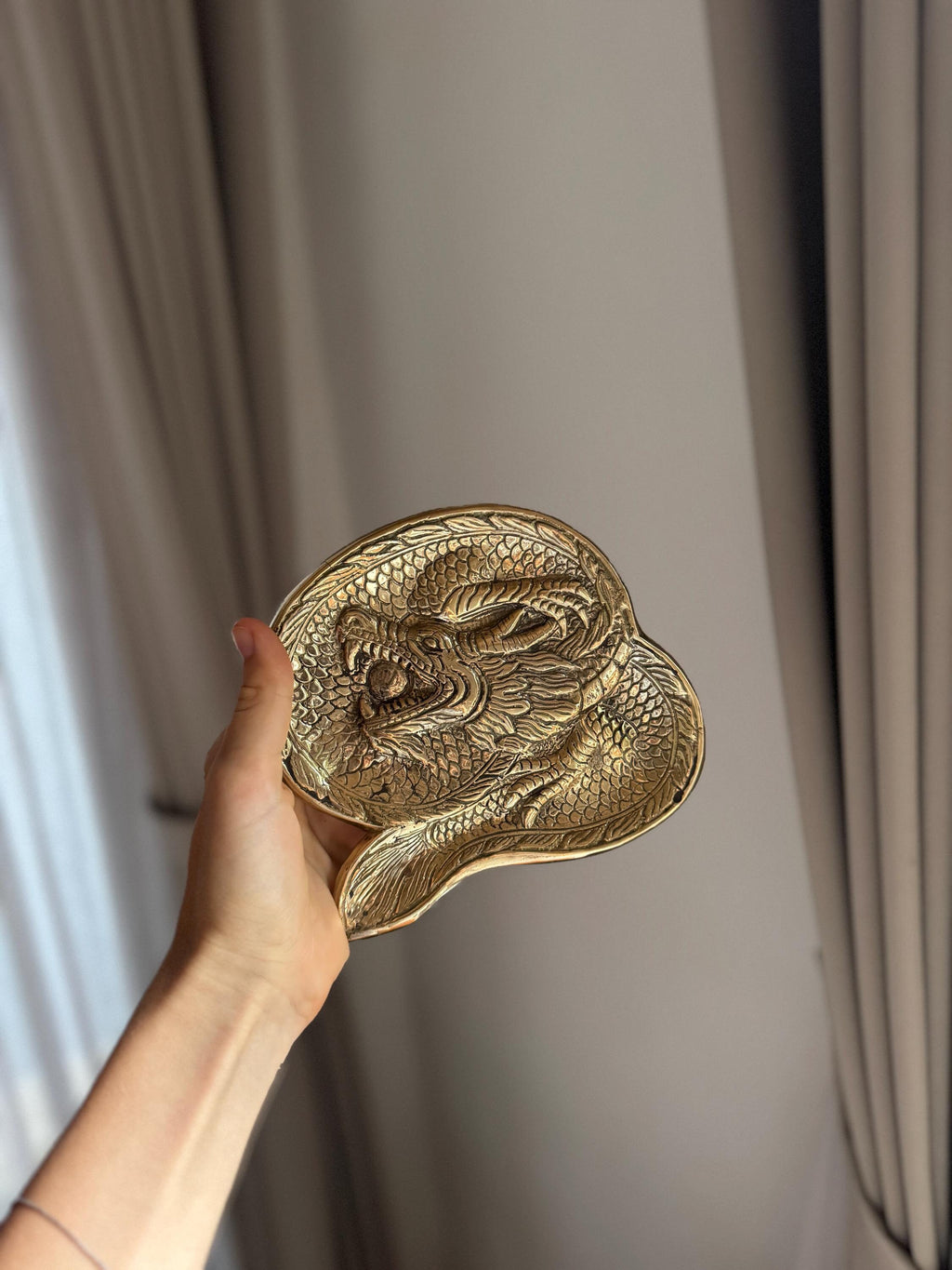 Handcrafted Metal Dragon Trinket Tray