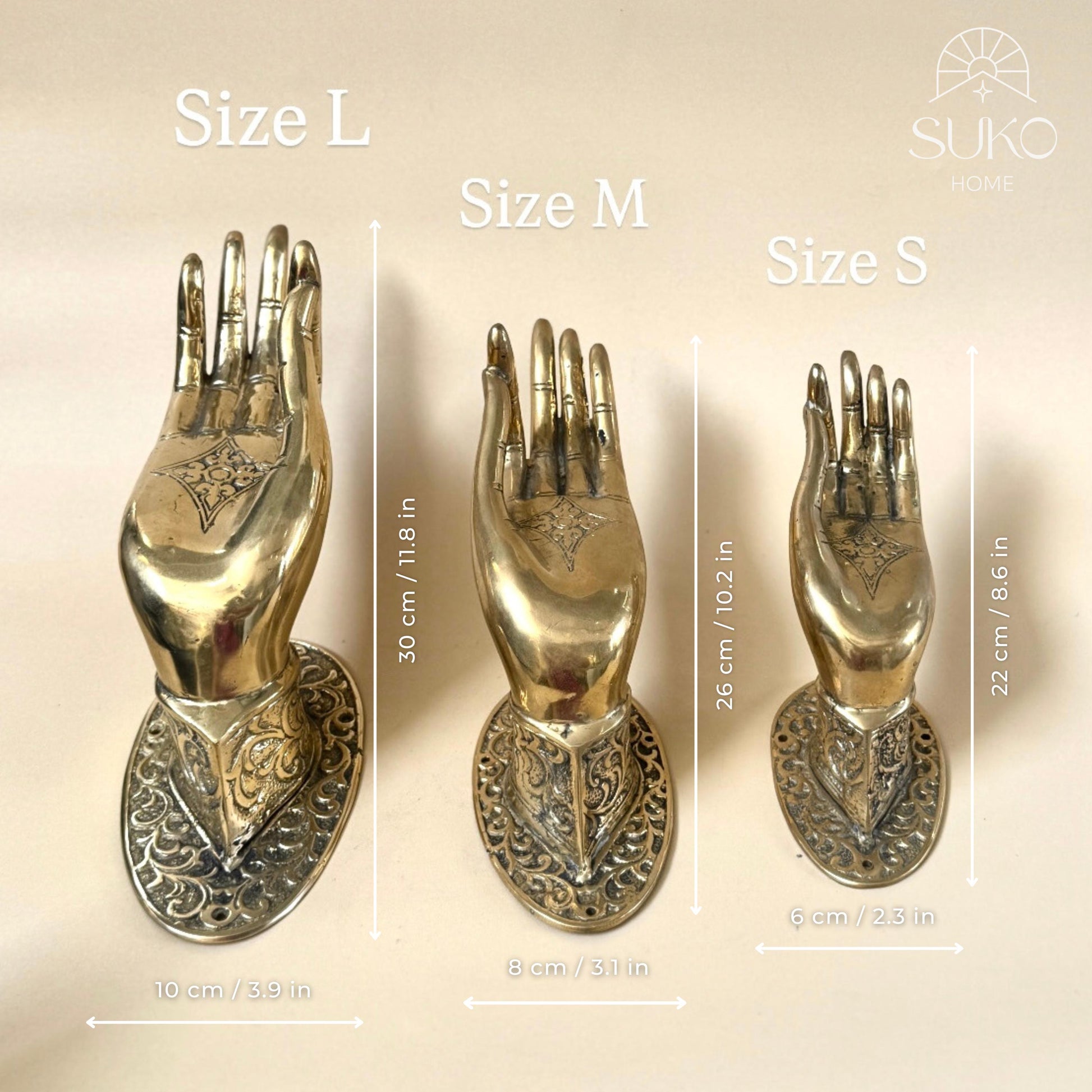 Brass Buddha Hands Door Handles – Antique-Style Mudra Hook