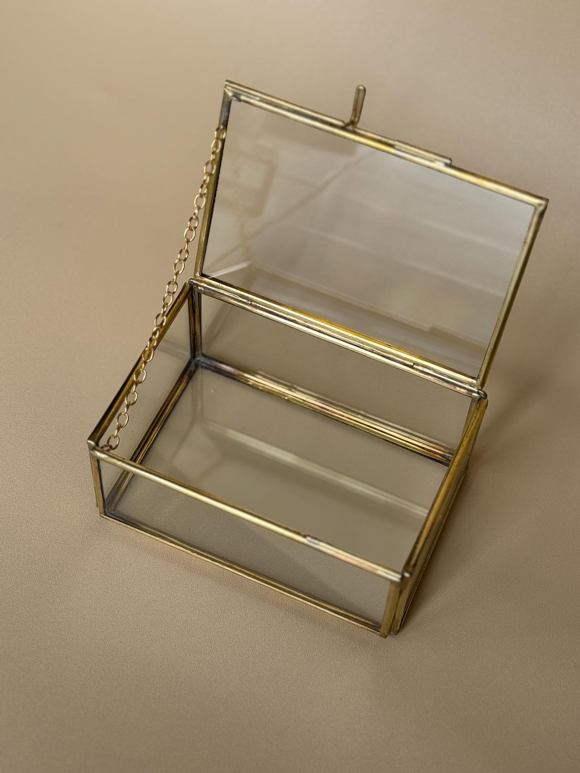 Glass & Brass Jewelry Box Set