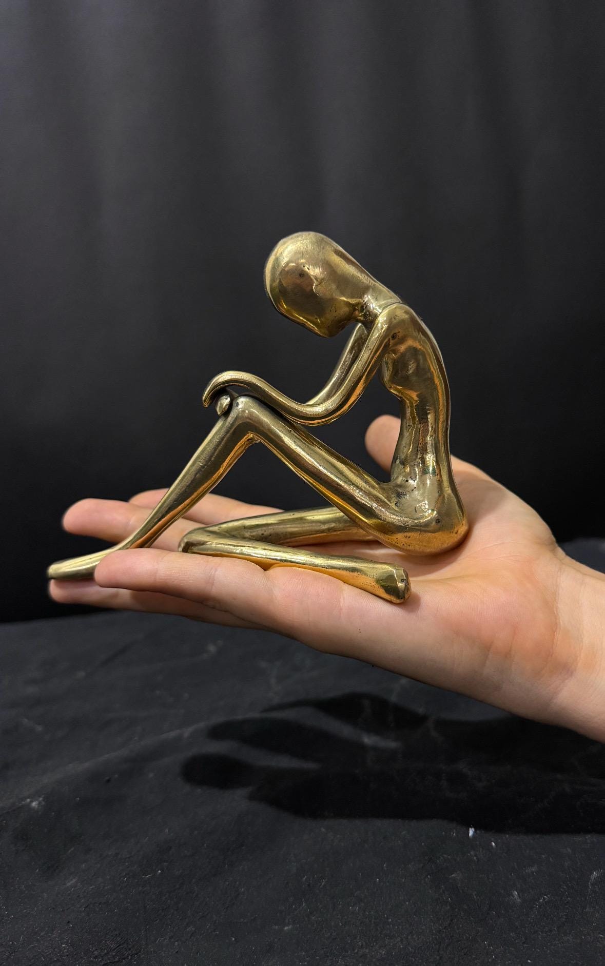 Minimalist Edge-Sitting Brass Sculpture