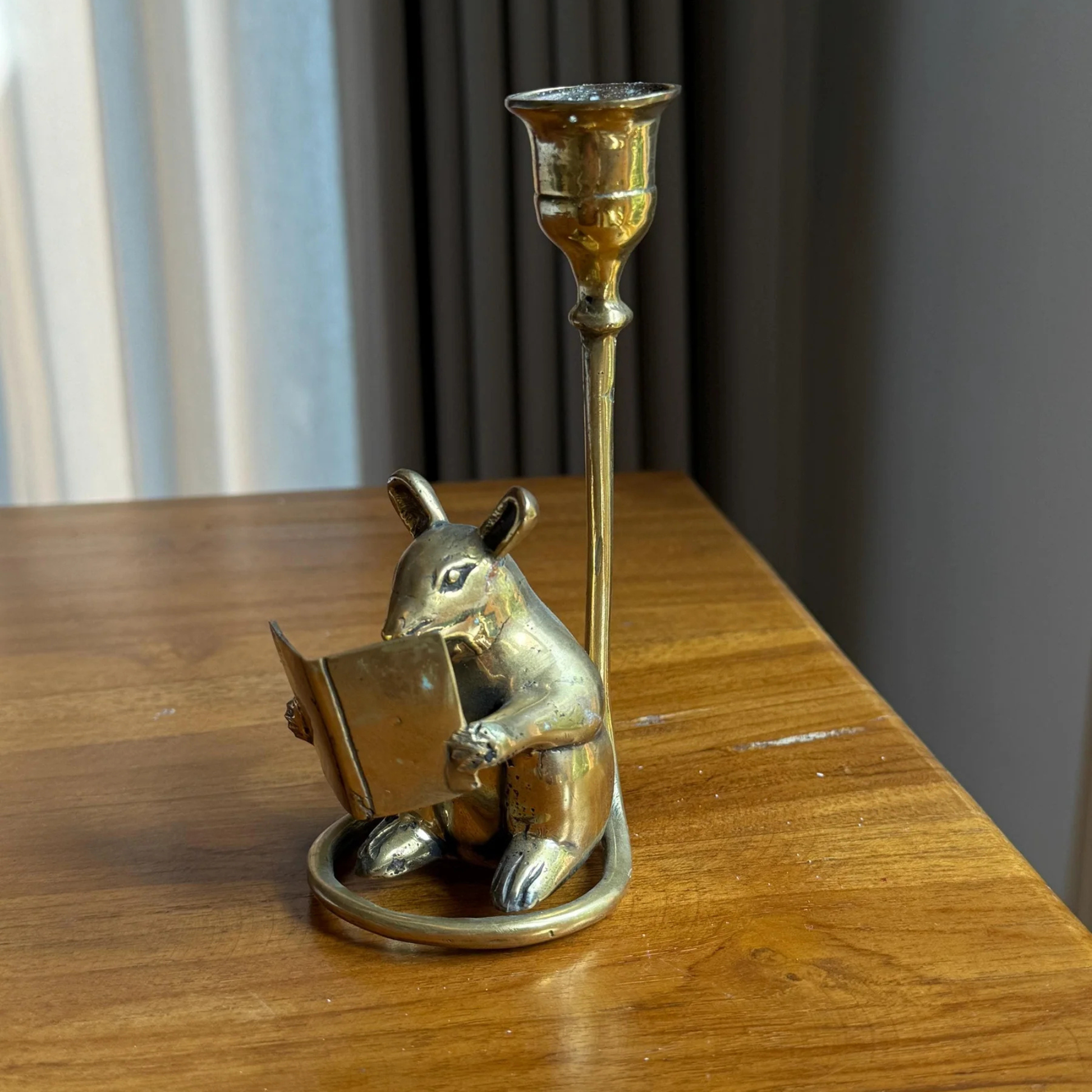 Brass Mouse Candleholder, vintage home gift
