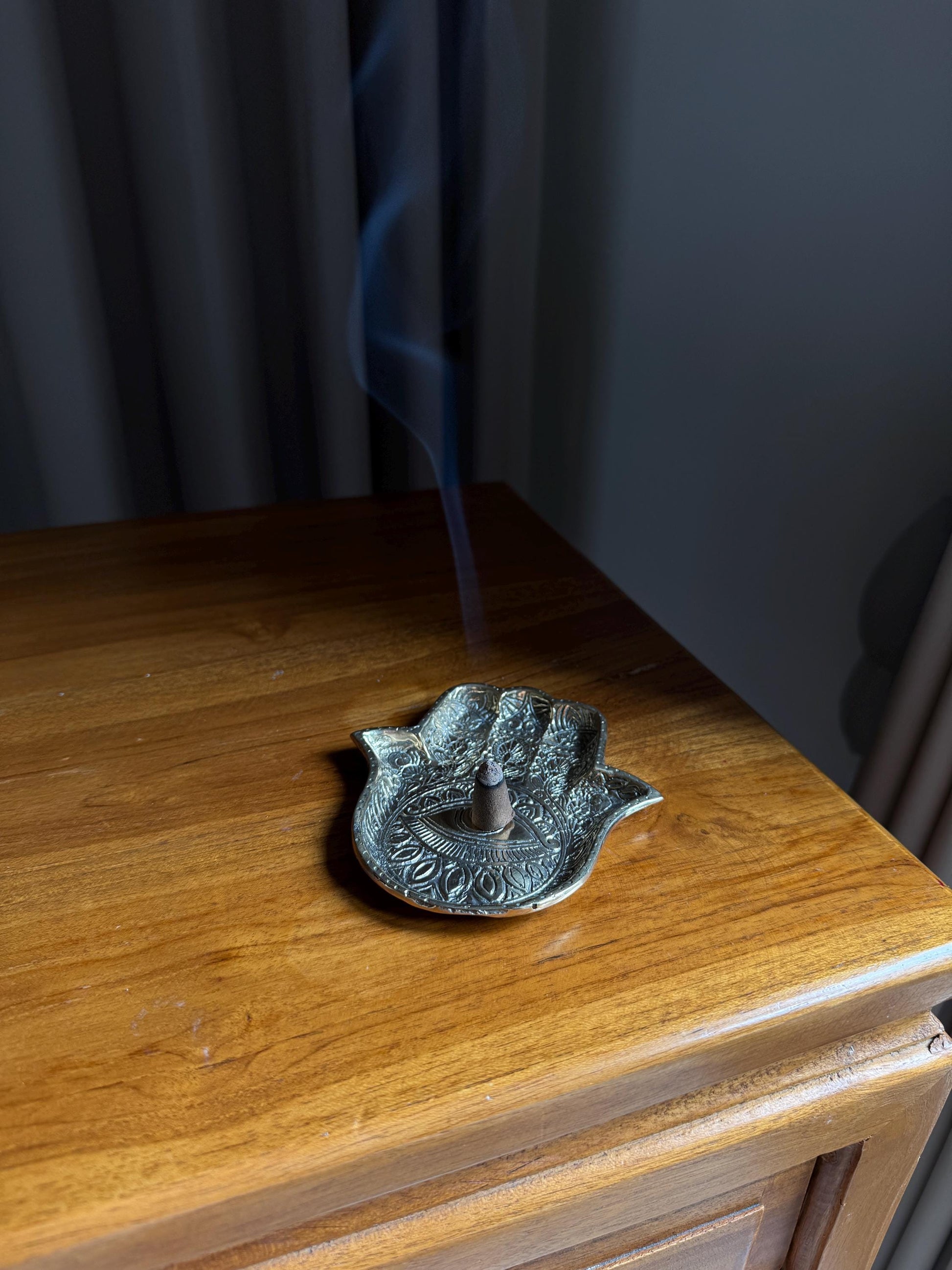 Brass Hamsa Hand Incense Holder