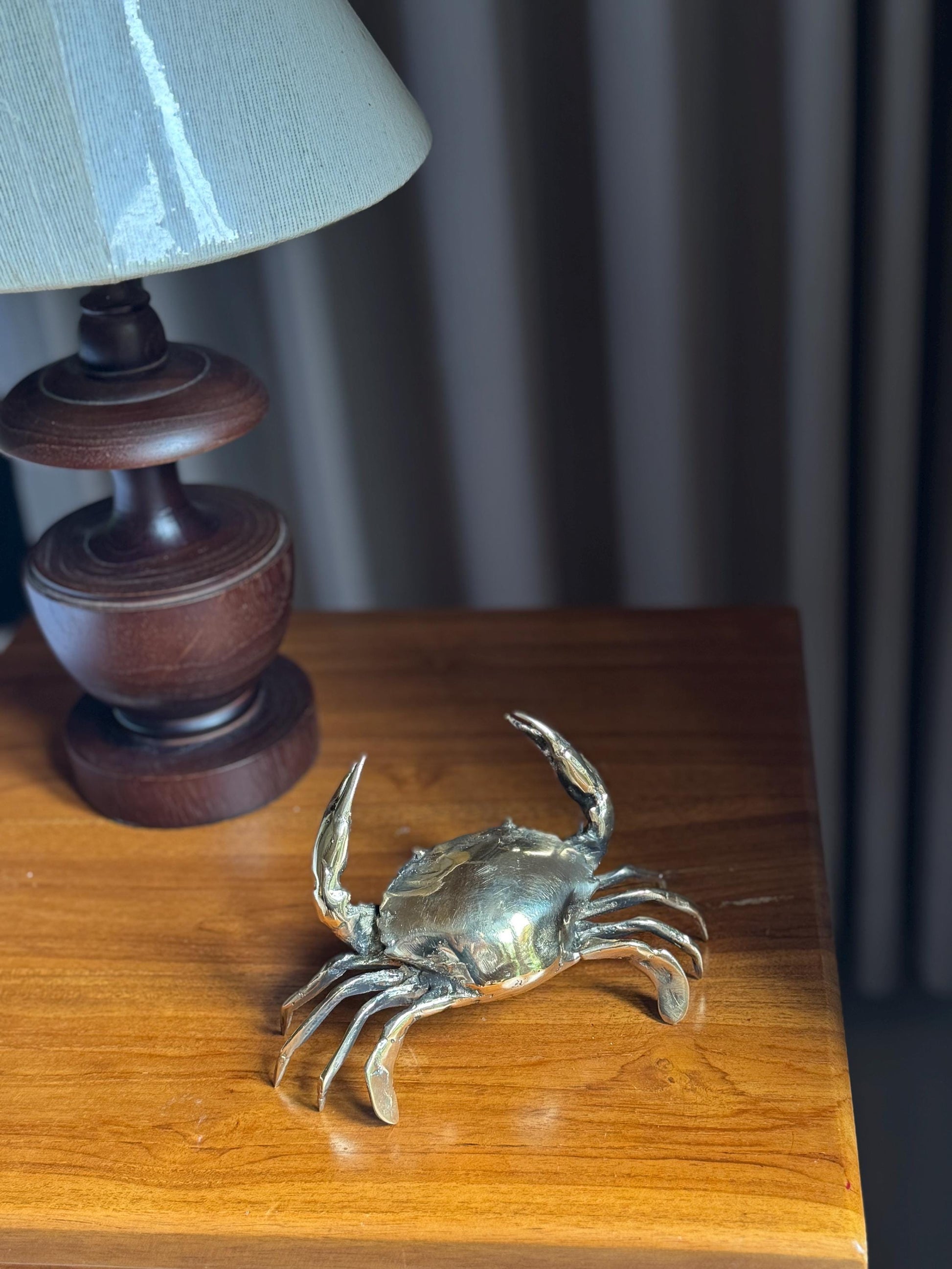 Brass Crab Figurine | Handcrafted Nautical Coastal Decor