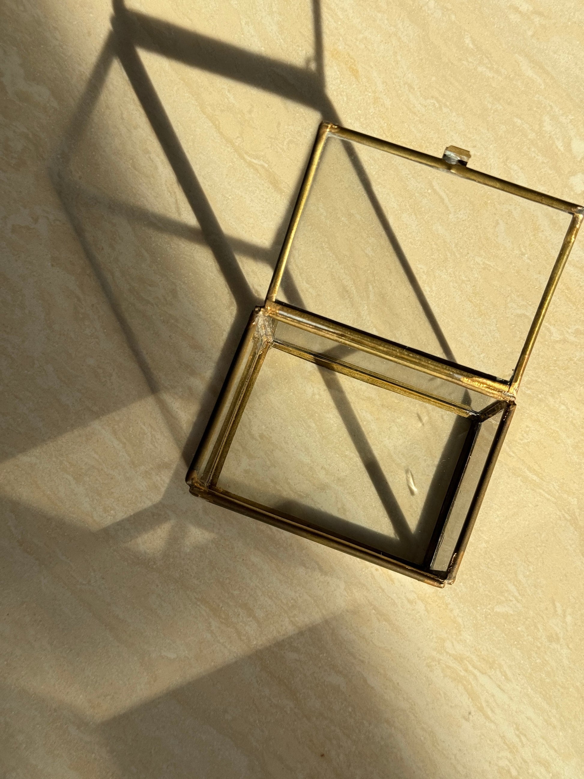 Glass and Brass Mini Jewelry Boxes