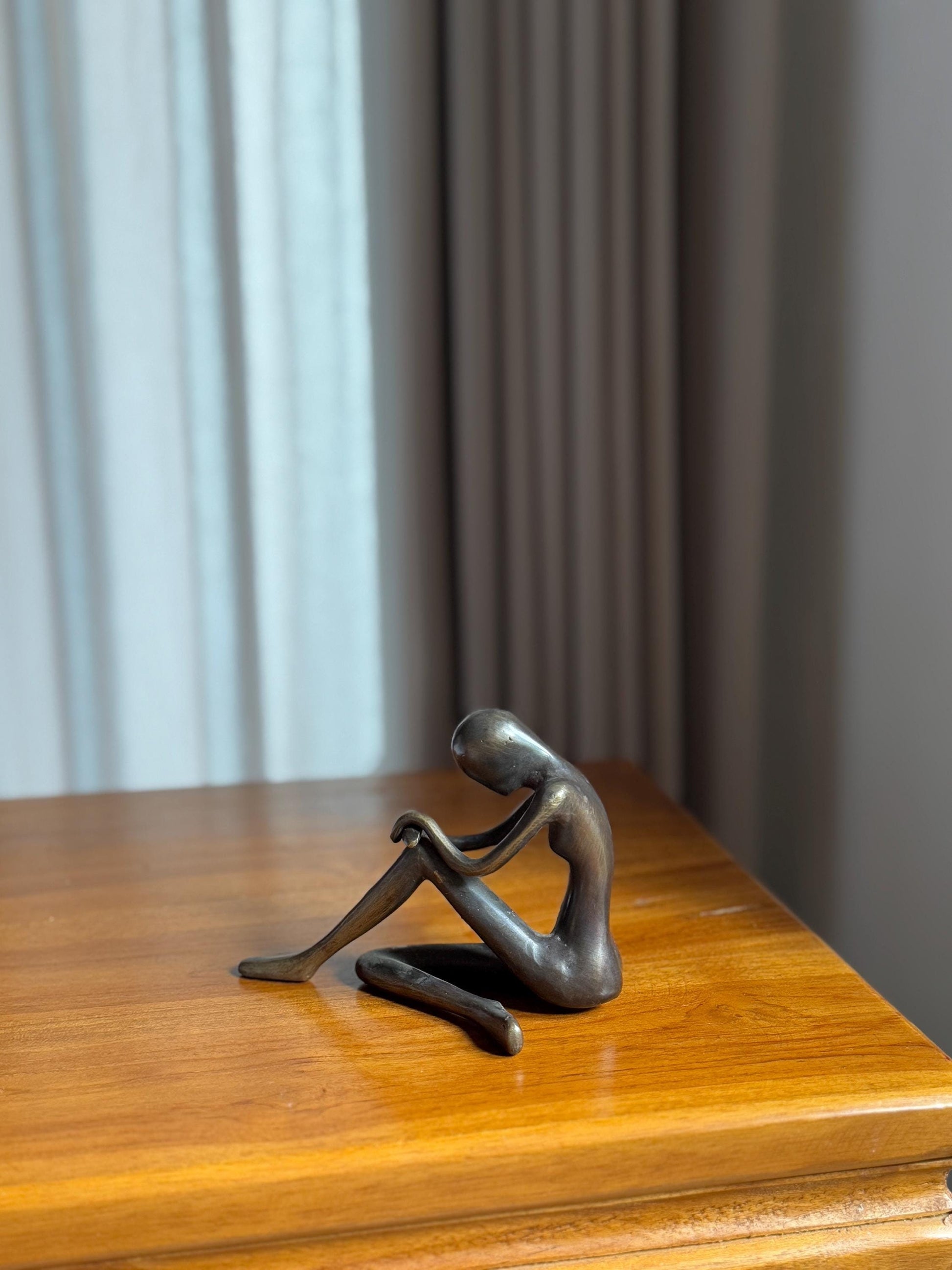 Minimalist Edge-Sitting Brass Sculpture
