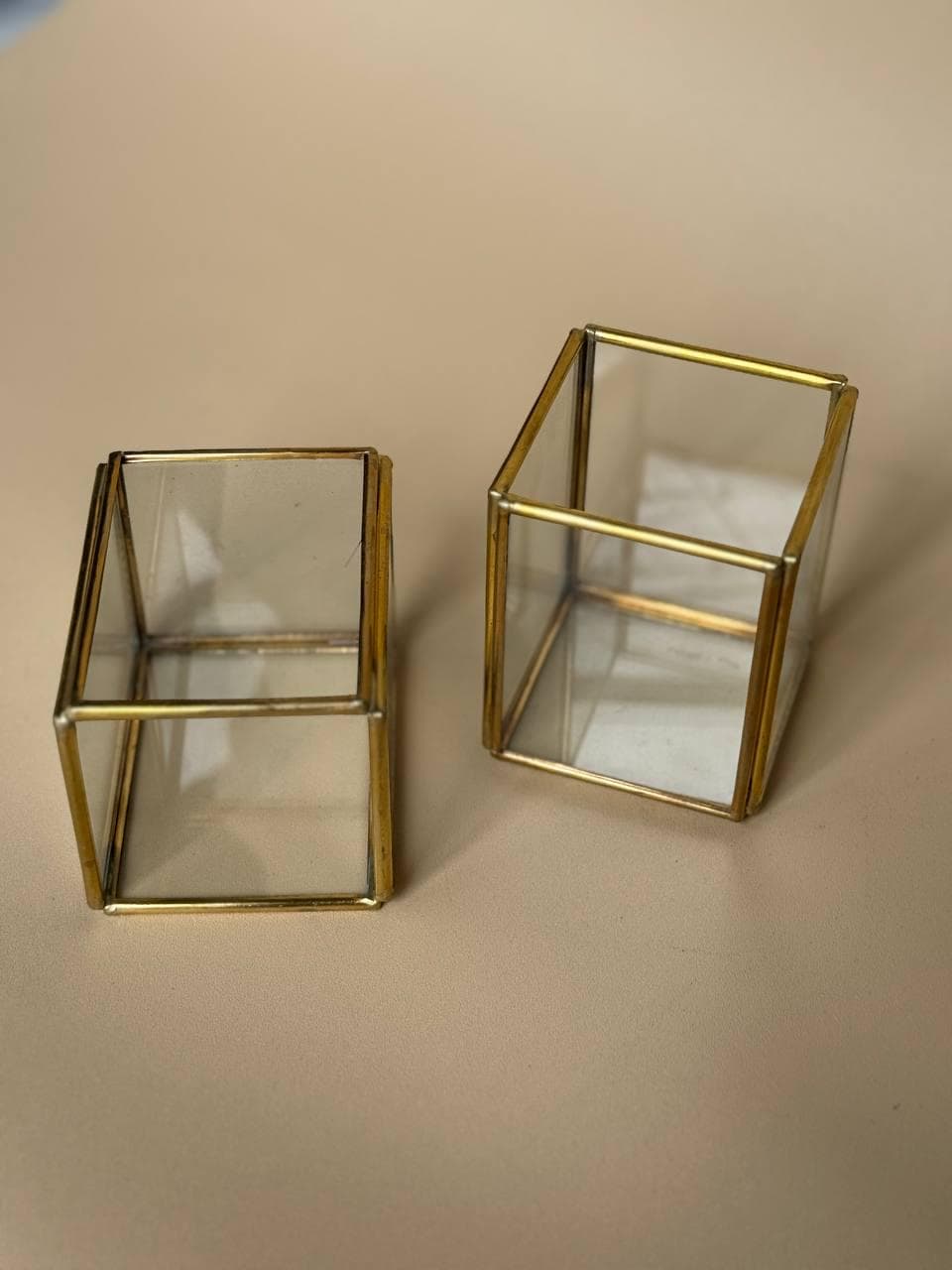 Glass & Brass Mini Jewelry Box | Ring & Earring Holder