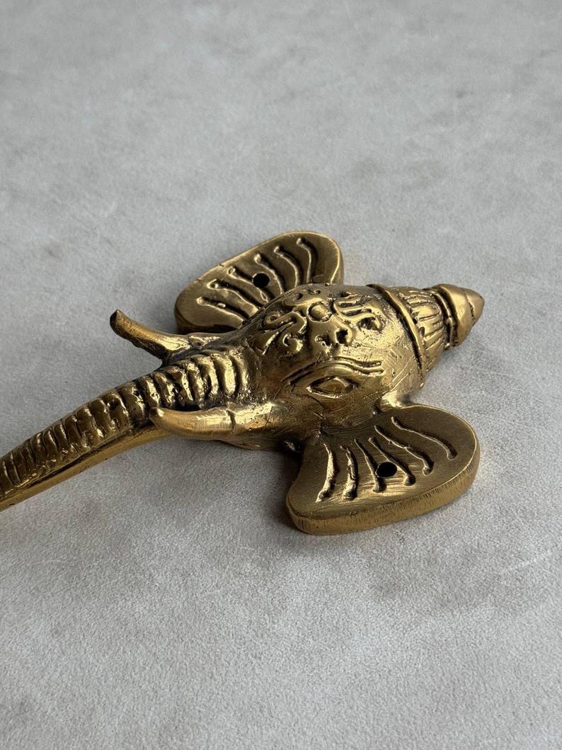 Ganesha Brass Wall Hook - Indian Style Decor