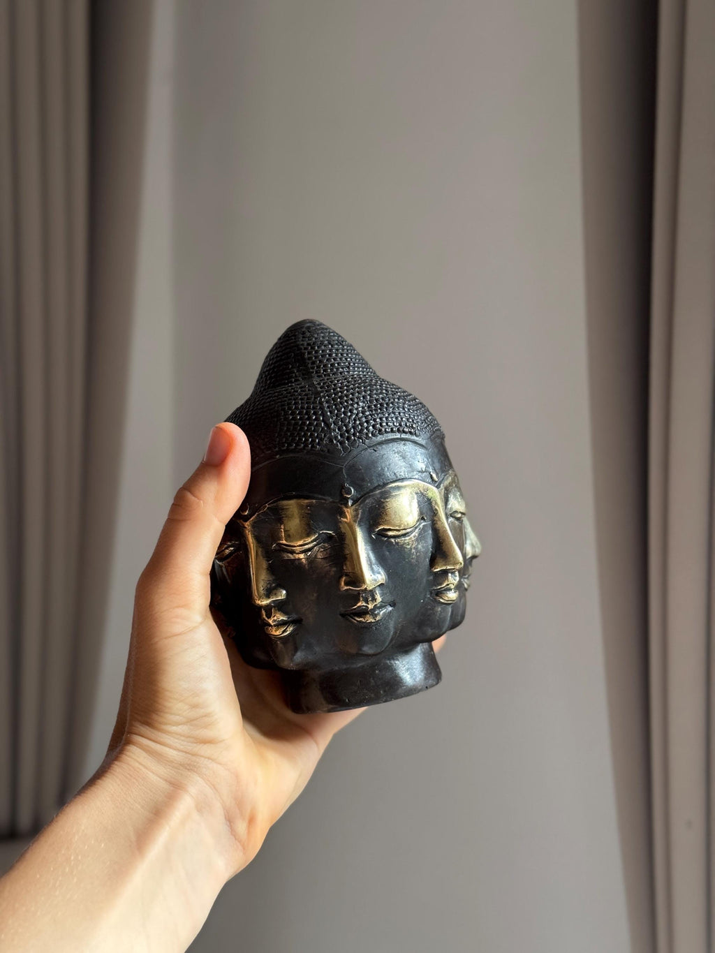 Antique Bronze Buddha Head Statue