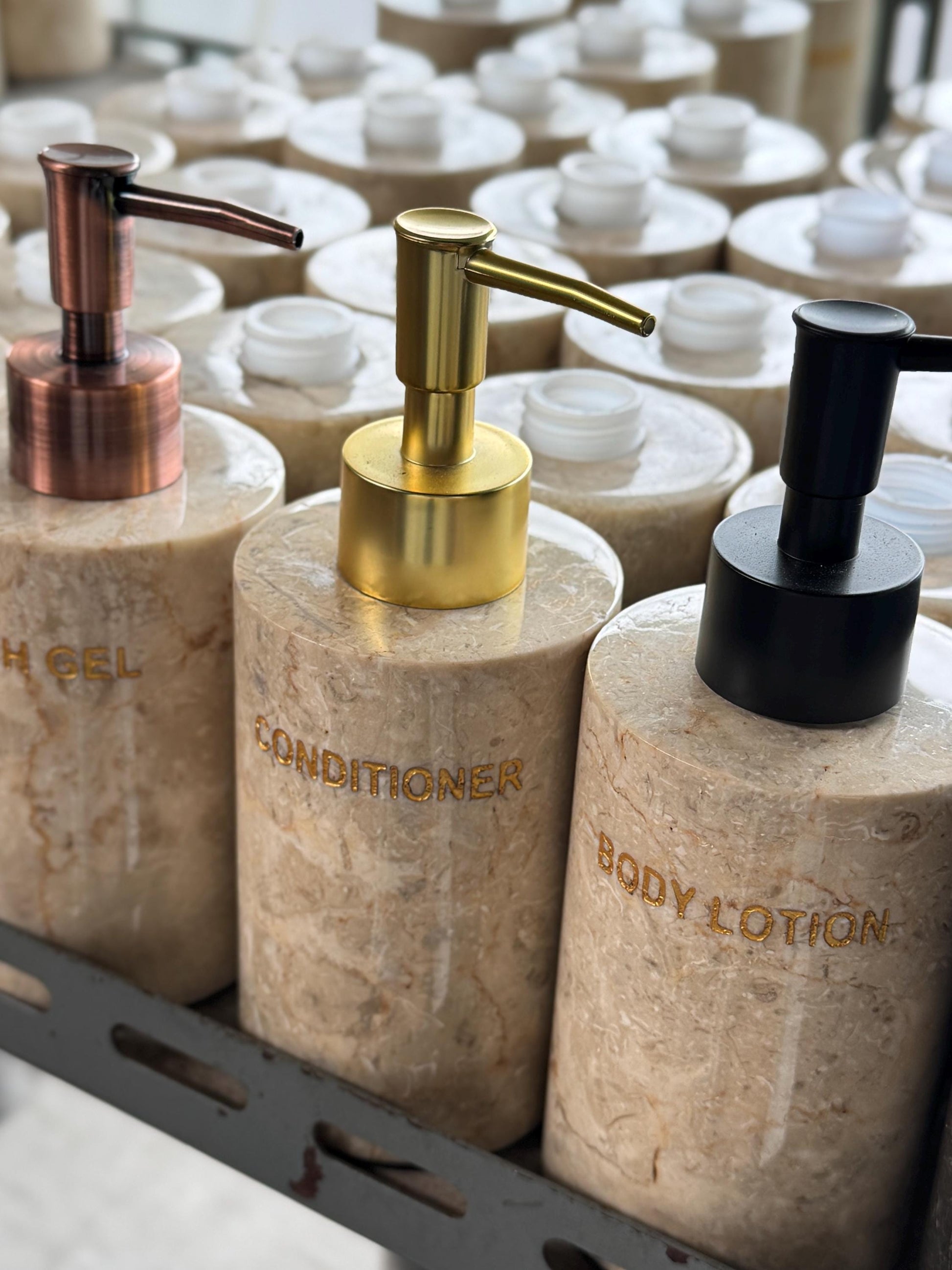 Marble Soap Dispenser with Gold Pump