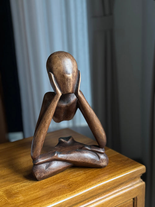 Bali Abstract Thinking Man Sculpture, Statuette – Vintage Decor