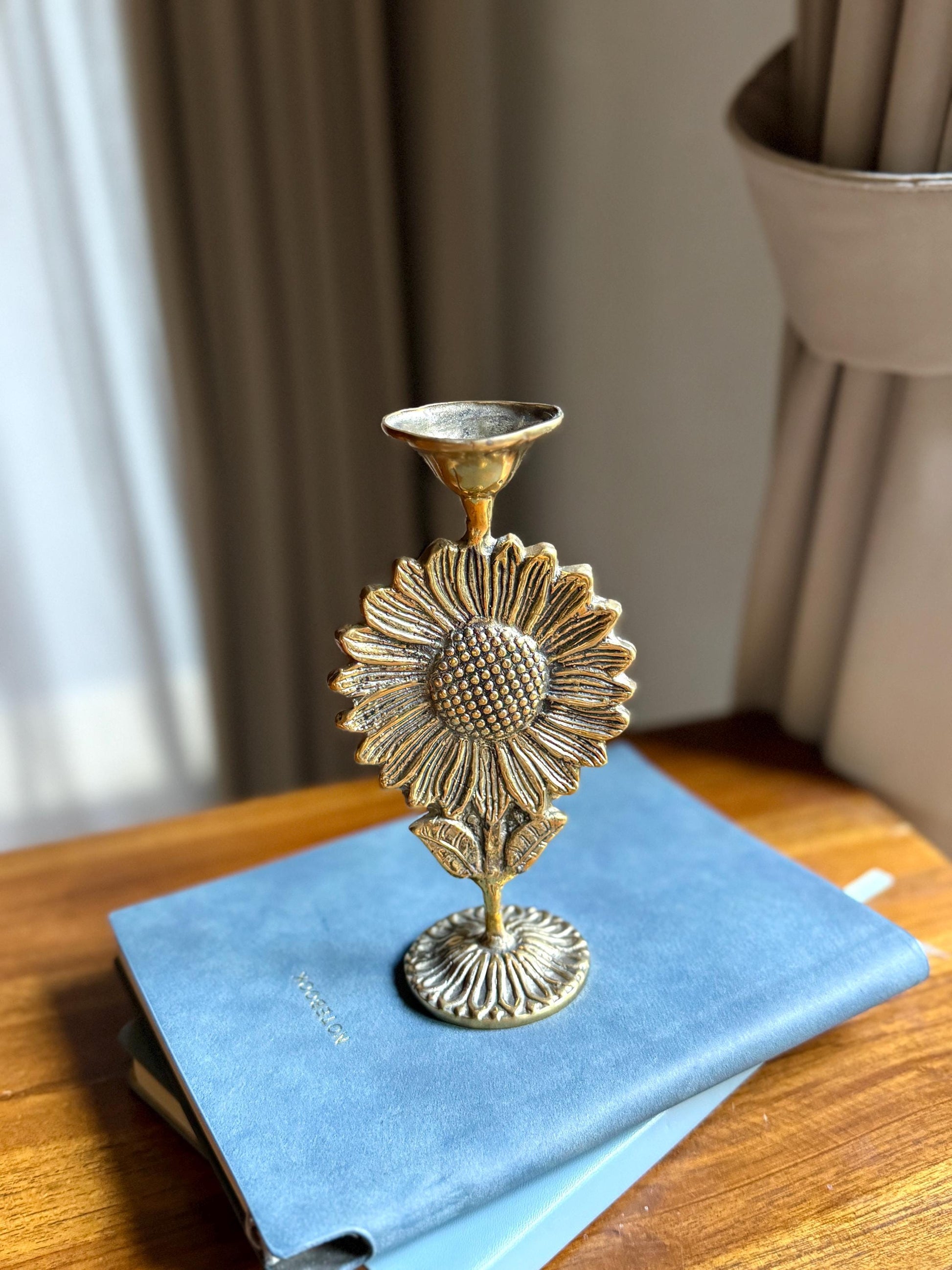 Sunflower Brass Candleholder