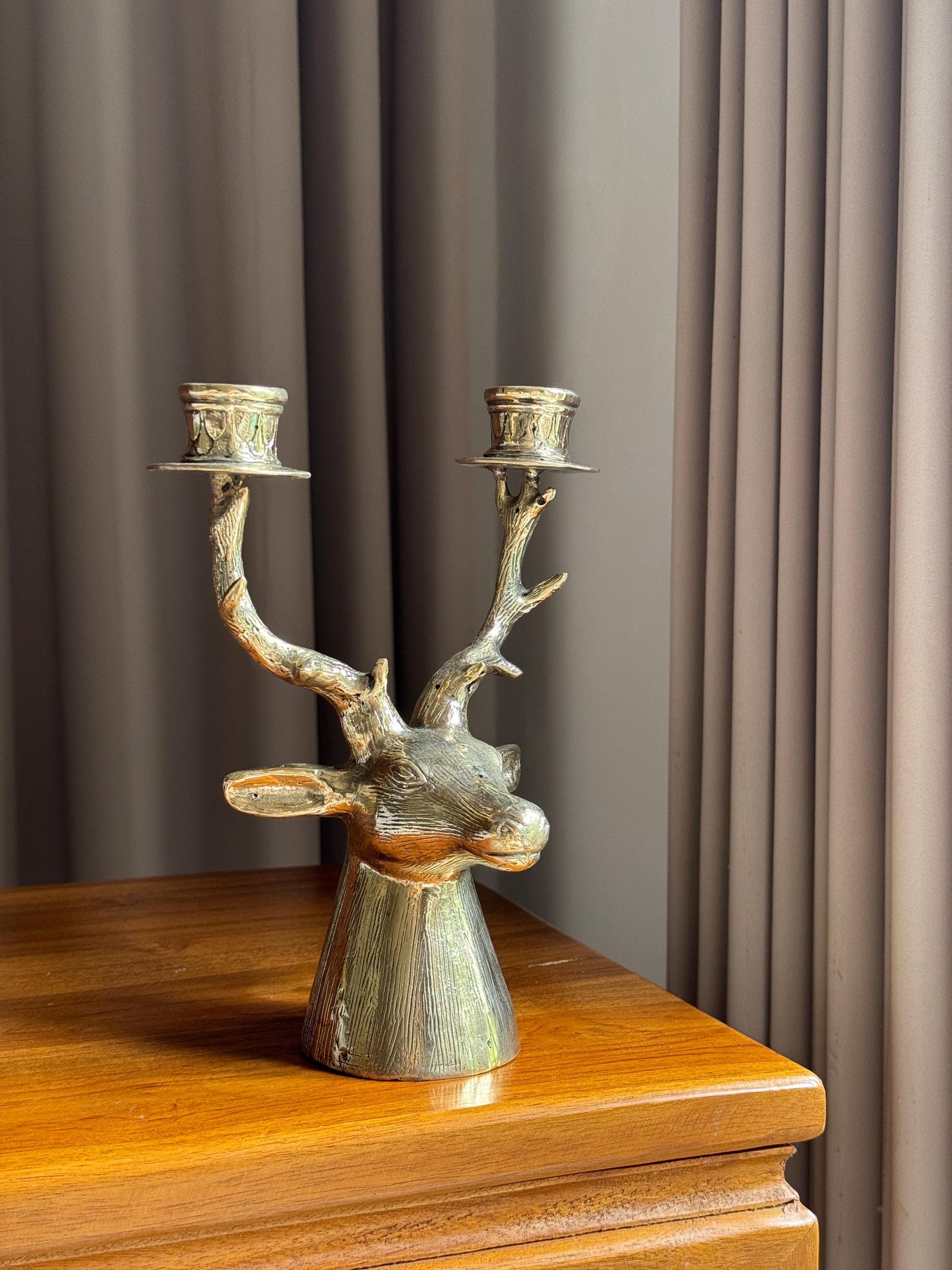 Brass Deer Candleholder