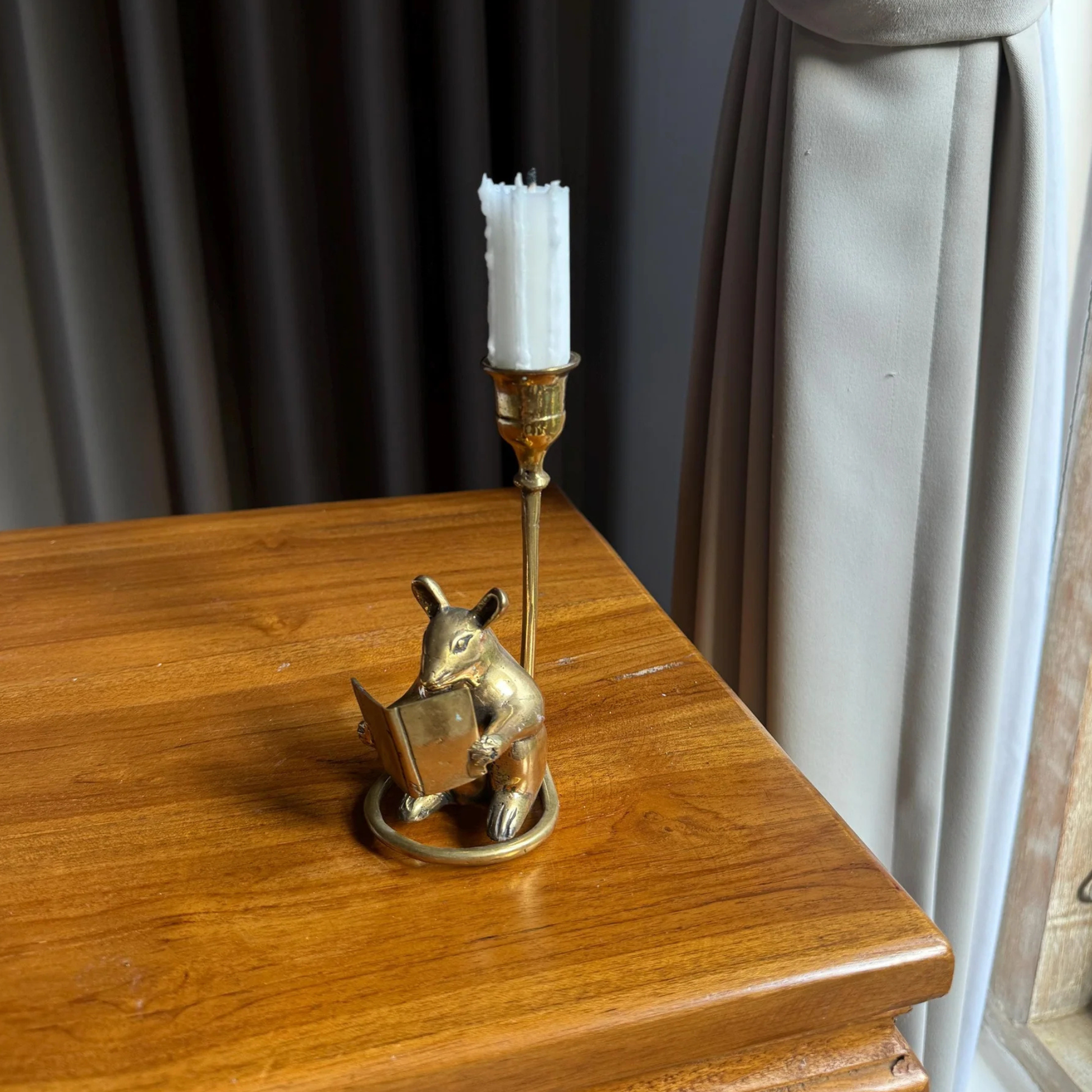 Brass Mouse Candleholder, vintage home gift
