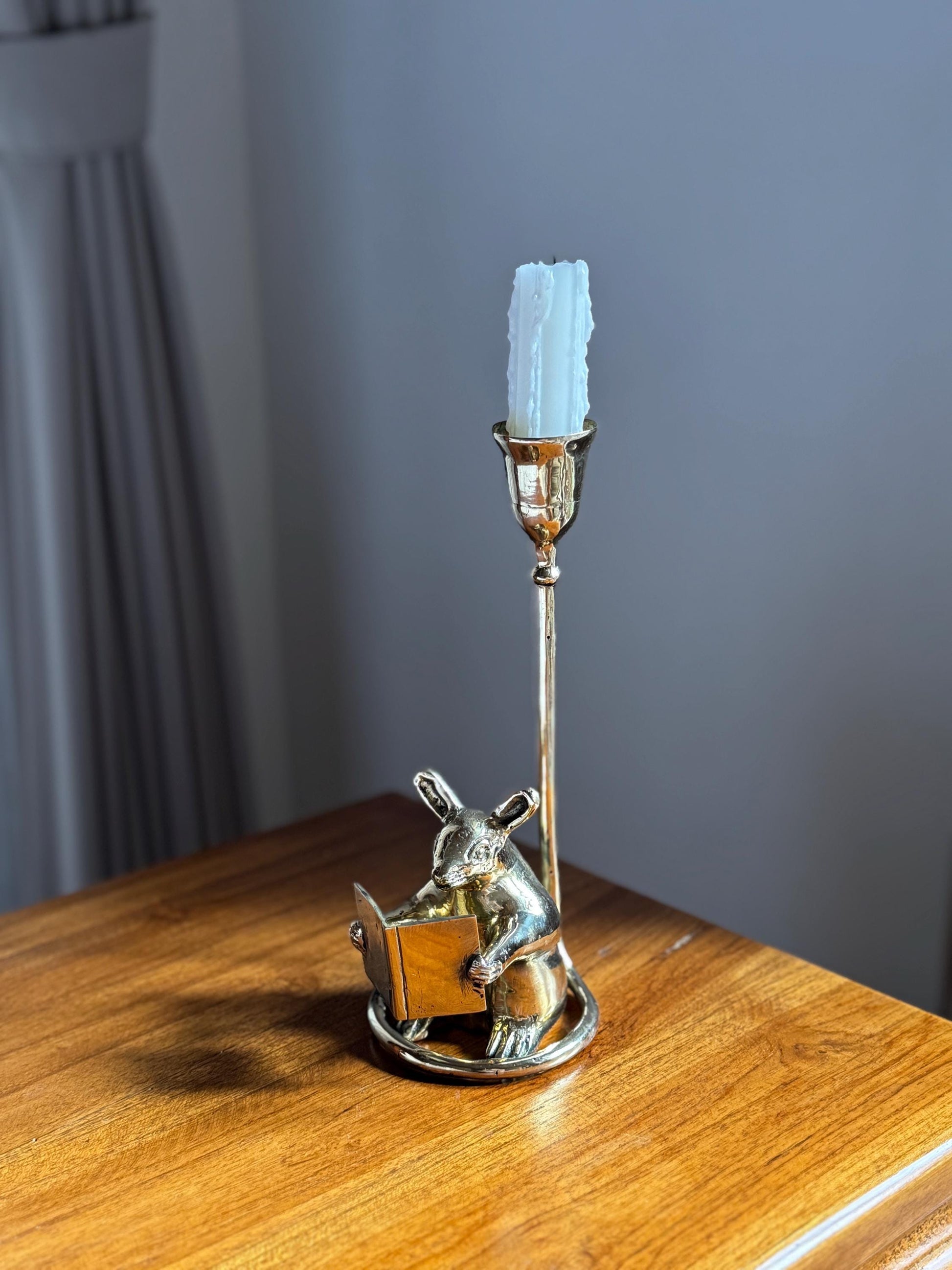 Bali Brass Mouse candleholder BookShelf Taper – Vintage Decor