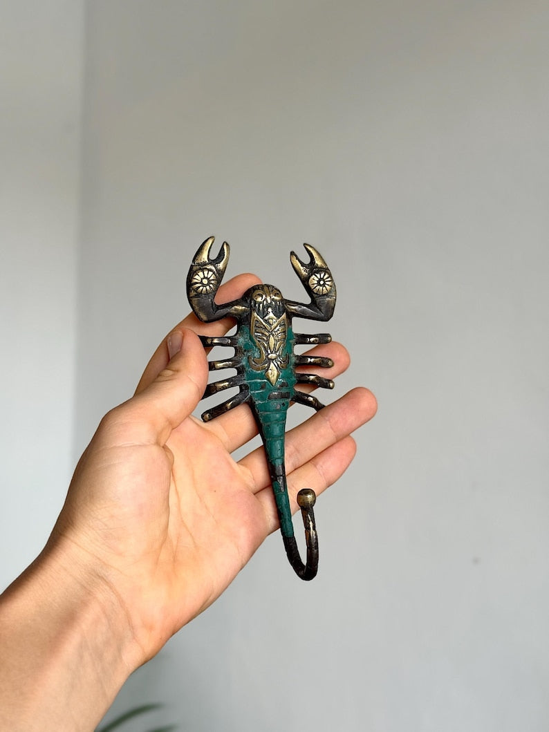 Wall Hook "Scorpion" | Green Patina Brass