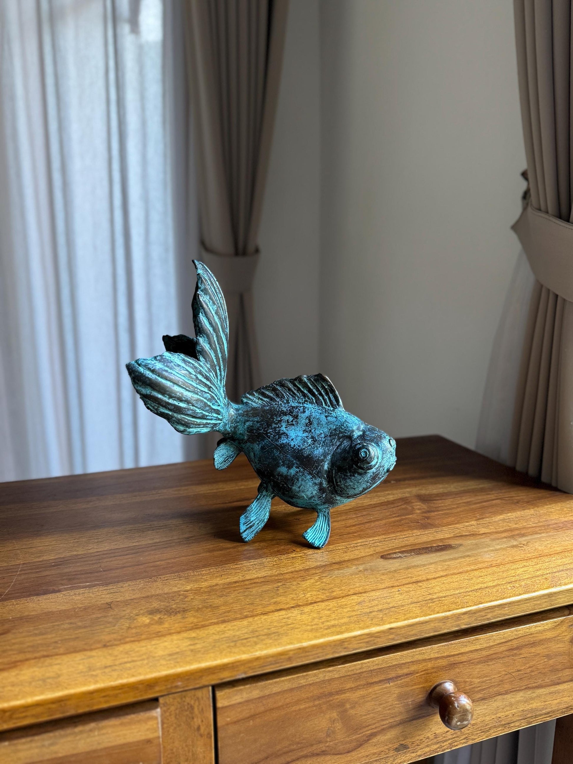 Patina Antique Brass Fish Statue