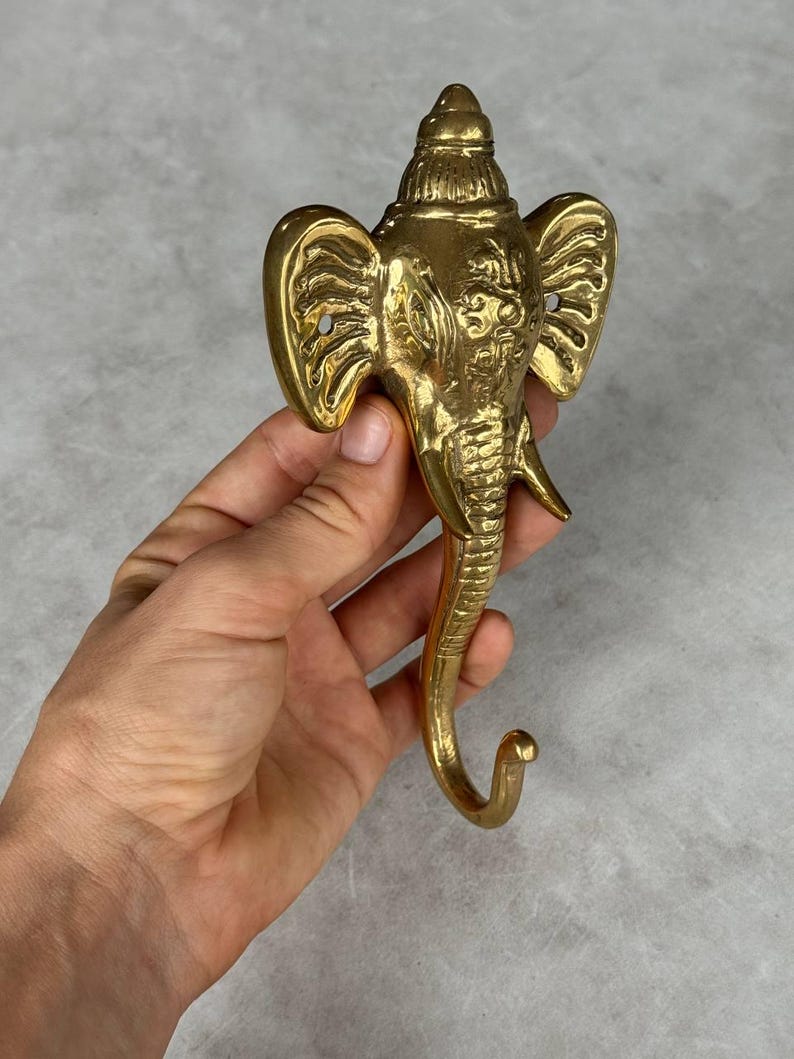 Ganesha Brass Wall Hook - Indian Style Decor